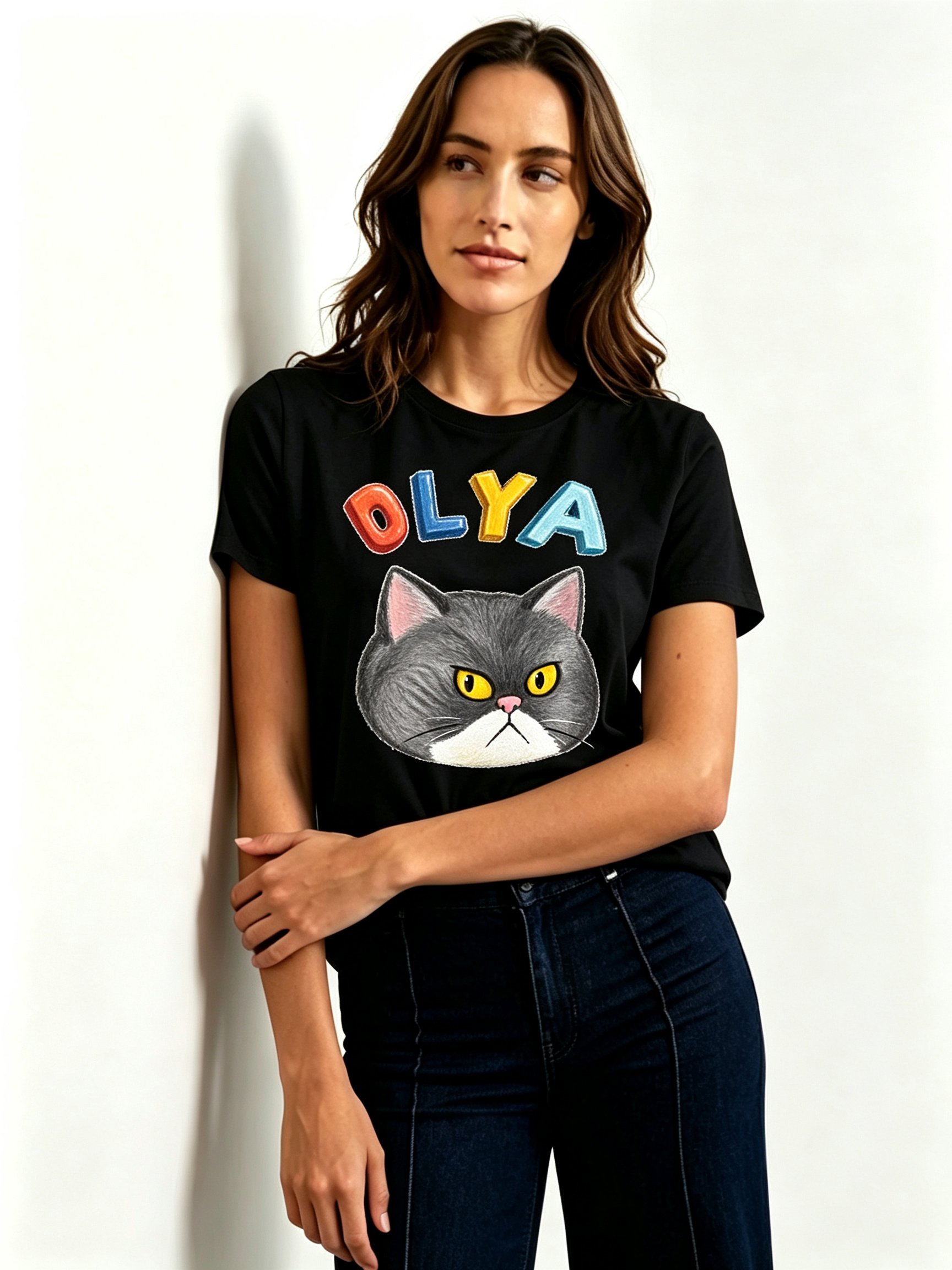 Black Printed Round Neck Regular T-Shirt