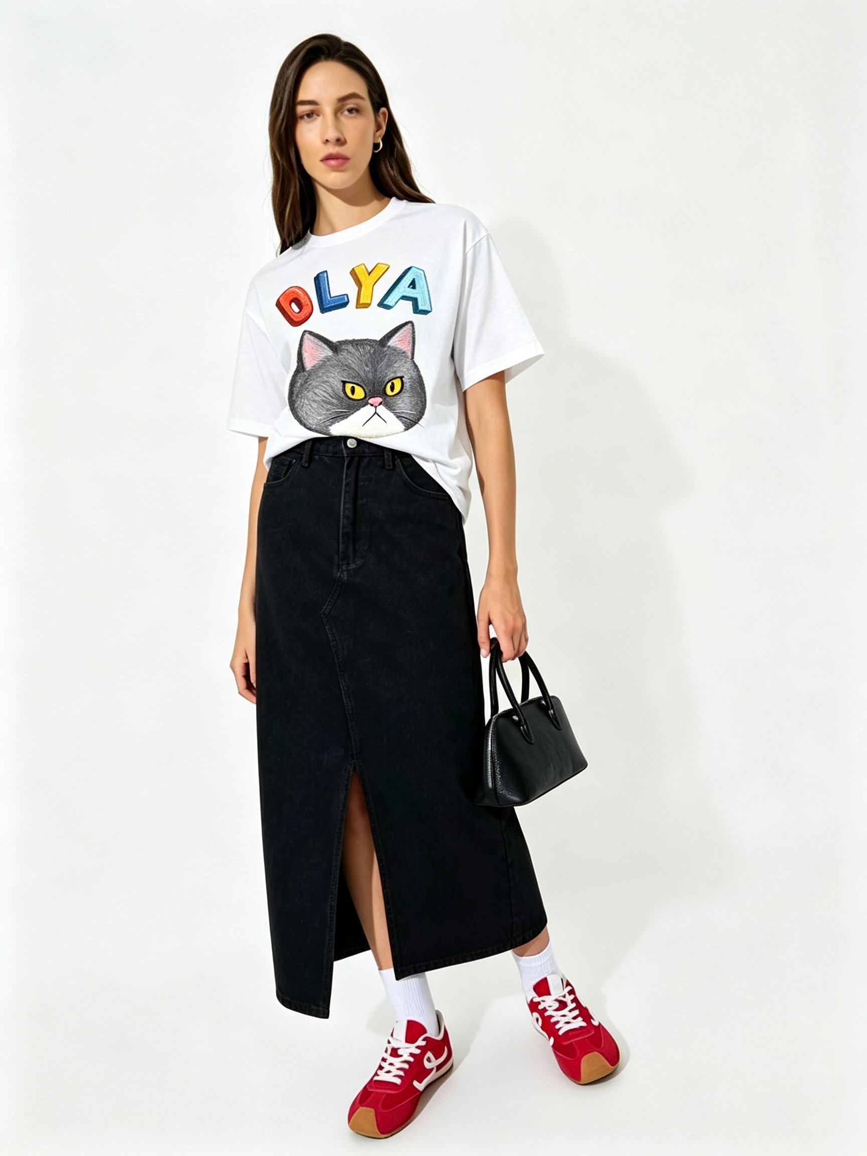 White Printed Round Neck Regular T-Shirt
