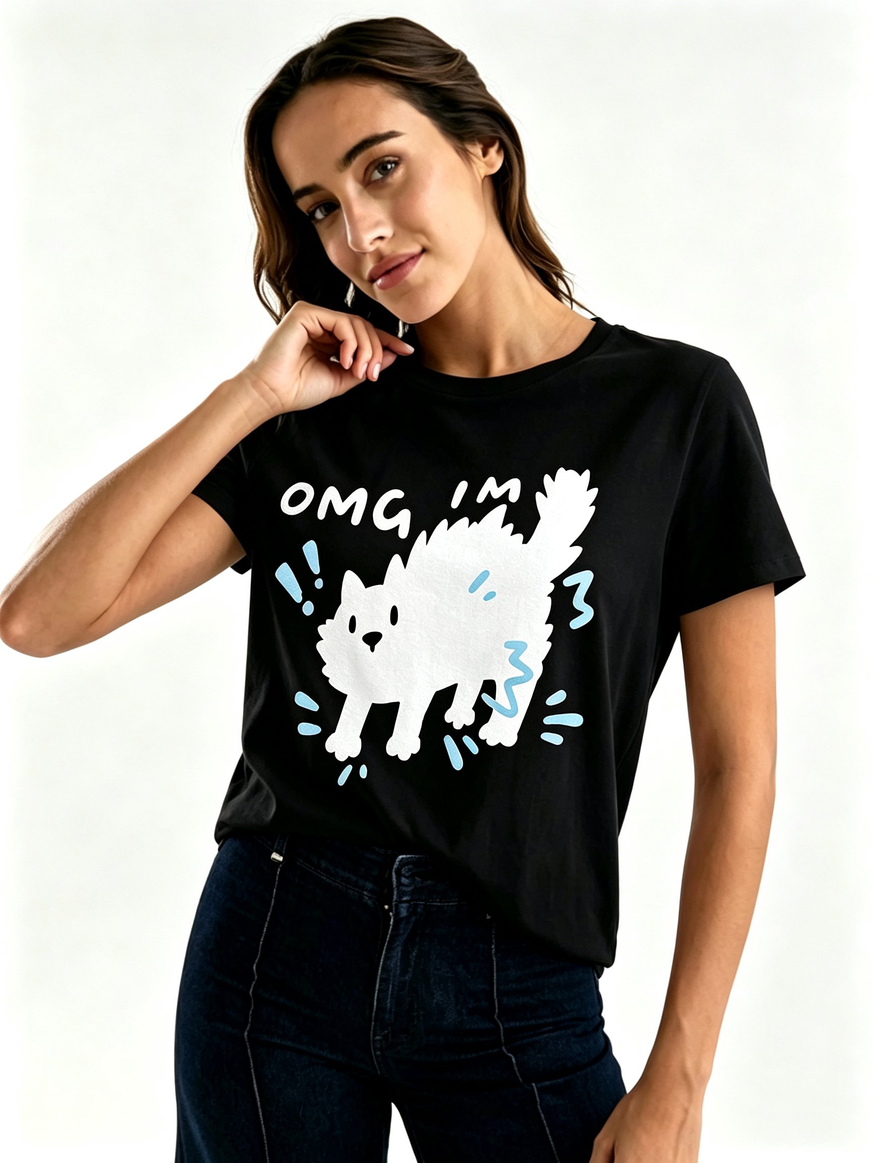 Black Printed Round Neck Regular T-Shirt