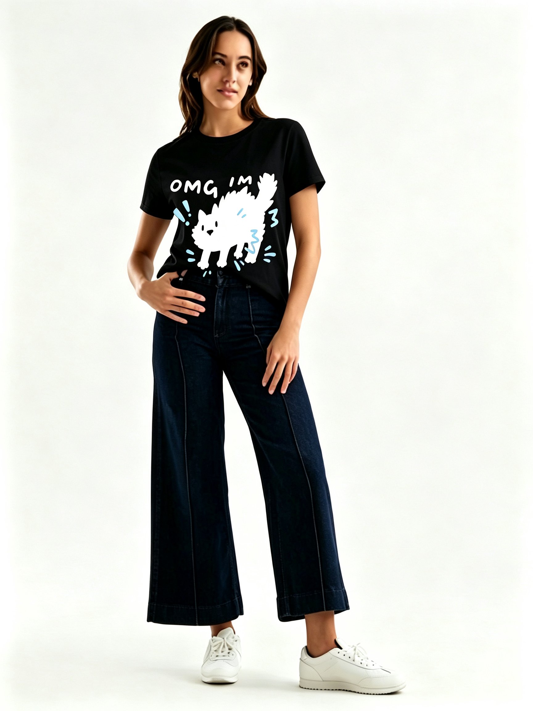Black Printed Round Neck Regular T-Shirt