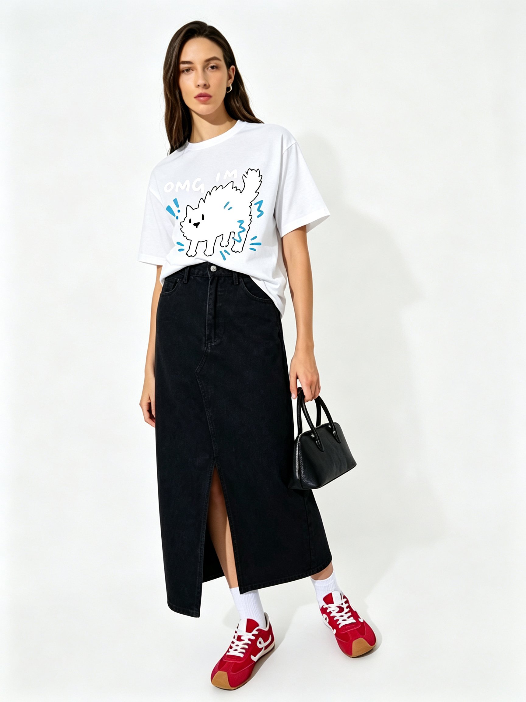 White Printed Round Neck Regular T-Shirt