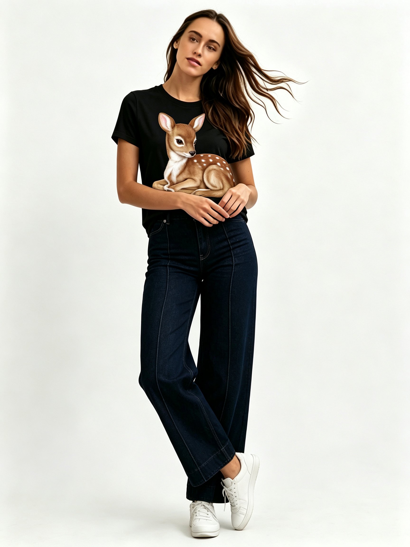 Black Printed Round Neck Regular T-Shirt