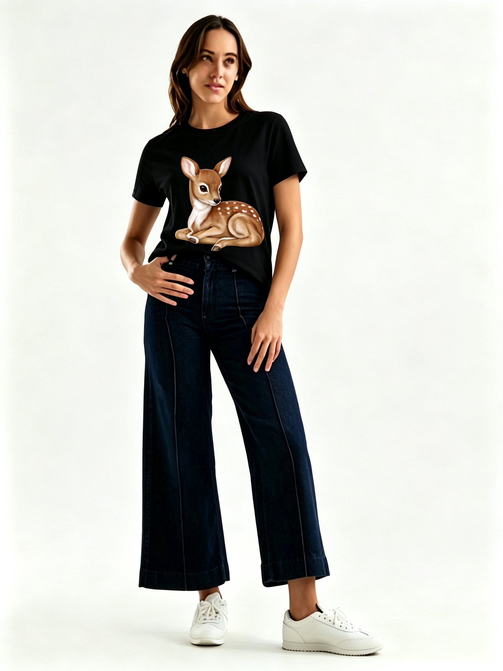 Black Printed Round Neck Regular T-Shirt