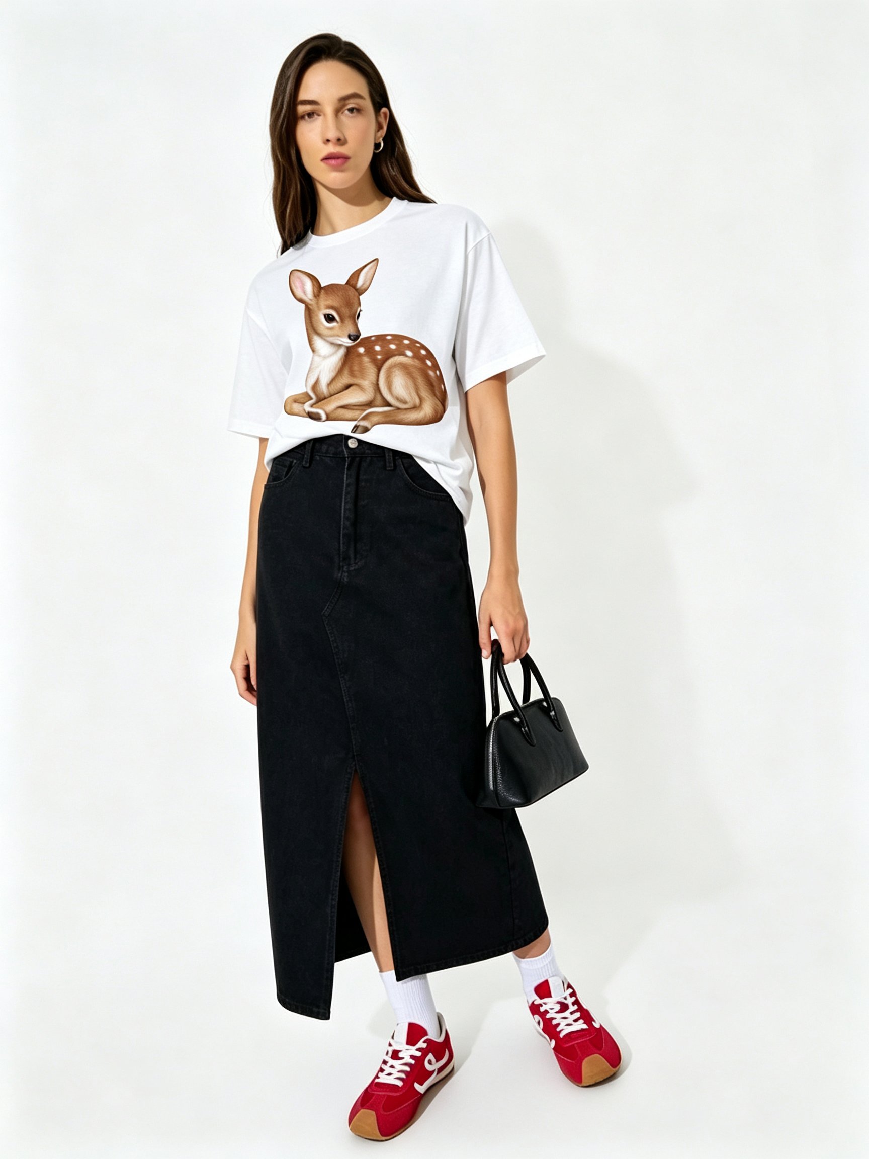 White Printed Round Neck Regular T-Shirt