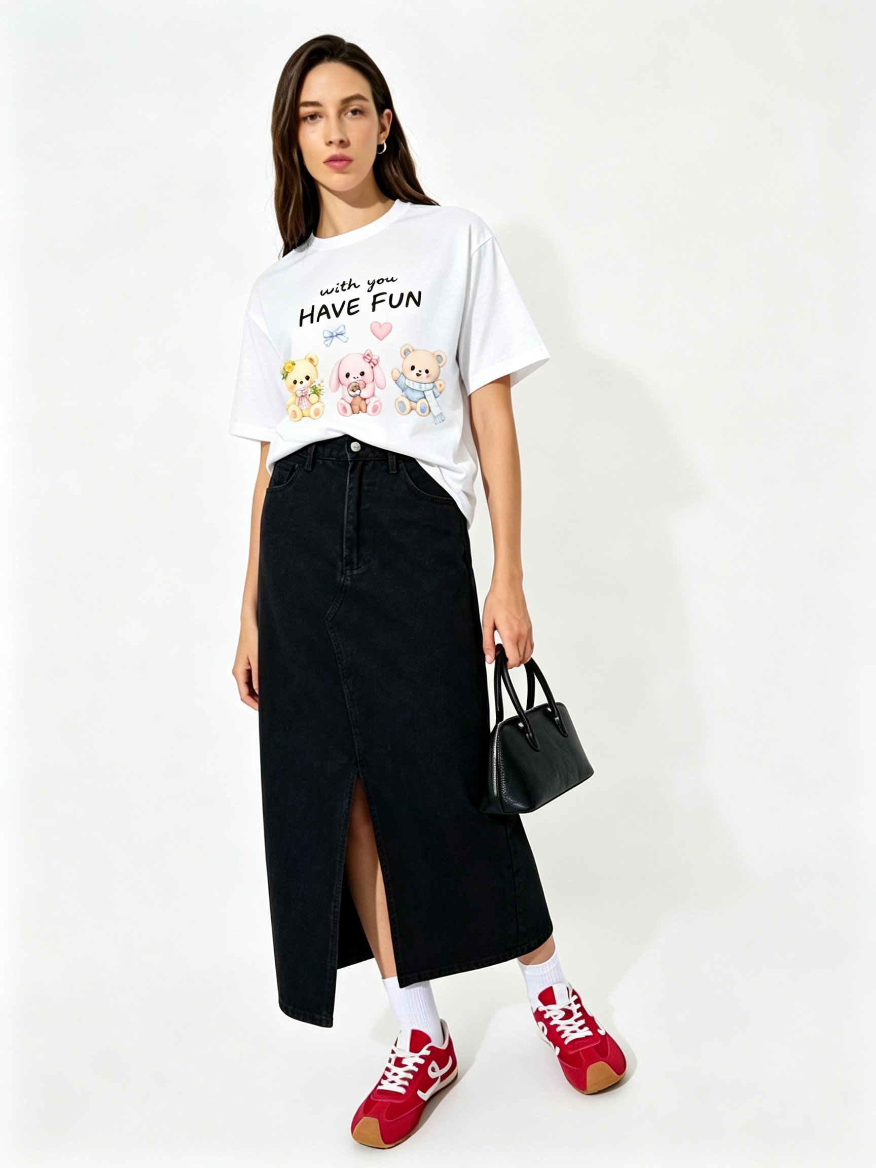 White Printed Round Neck Regular T-Shirt