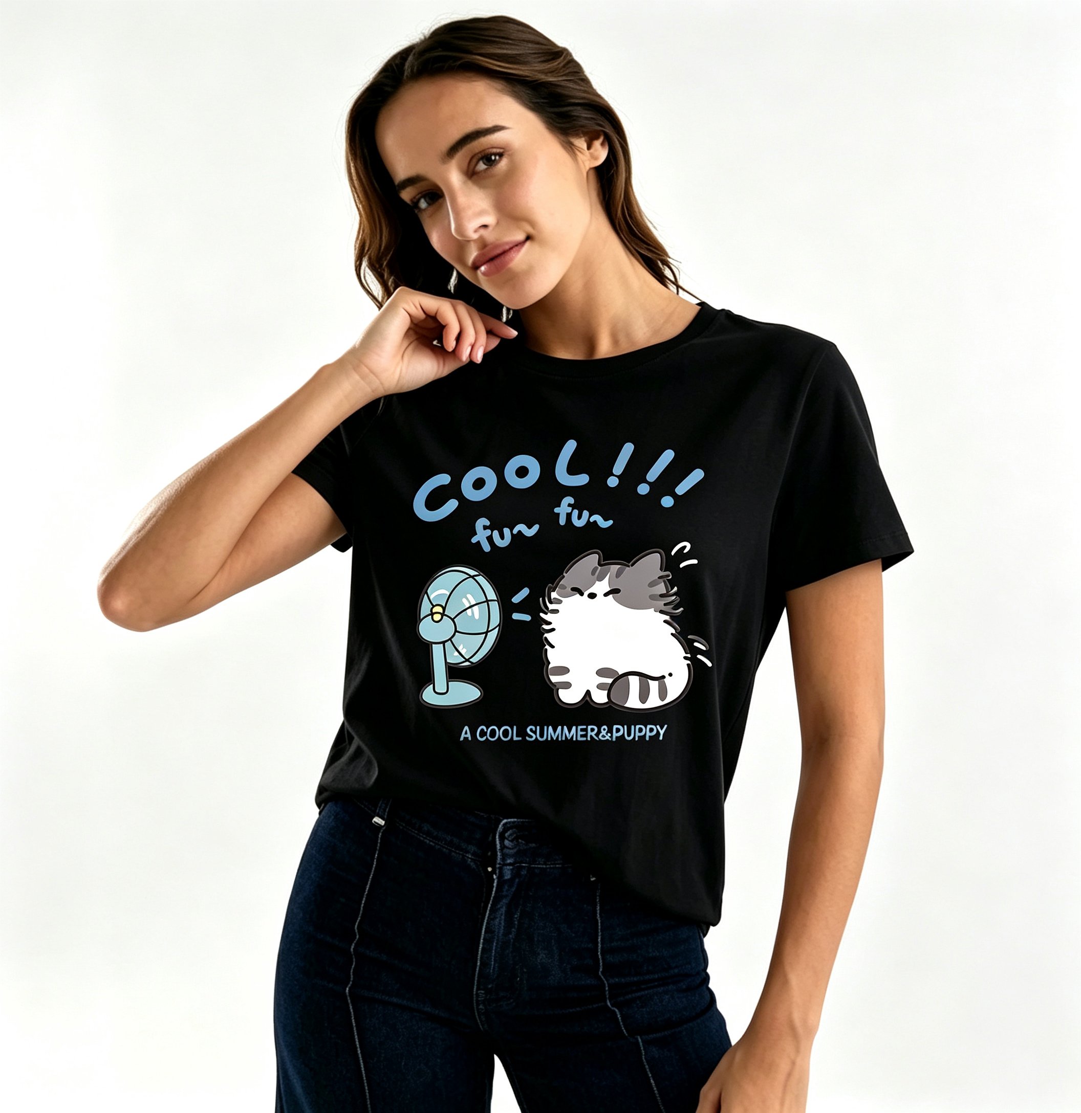 Black Printed Round Neck Regular T-Shirt