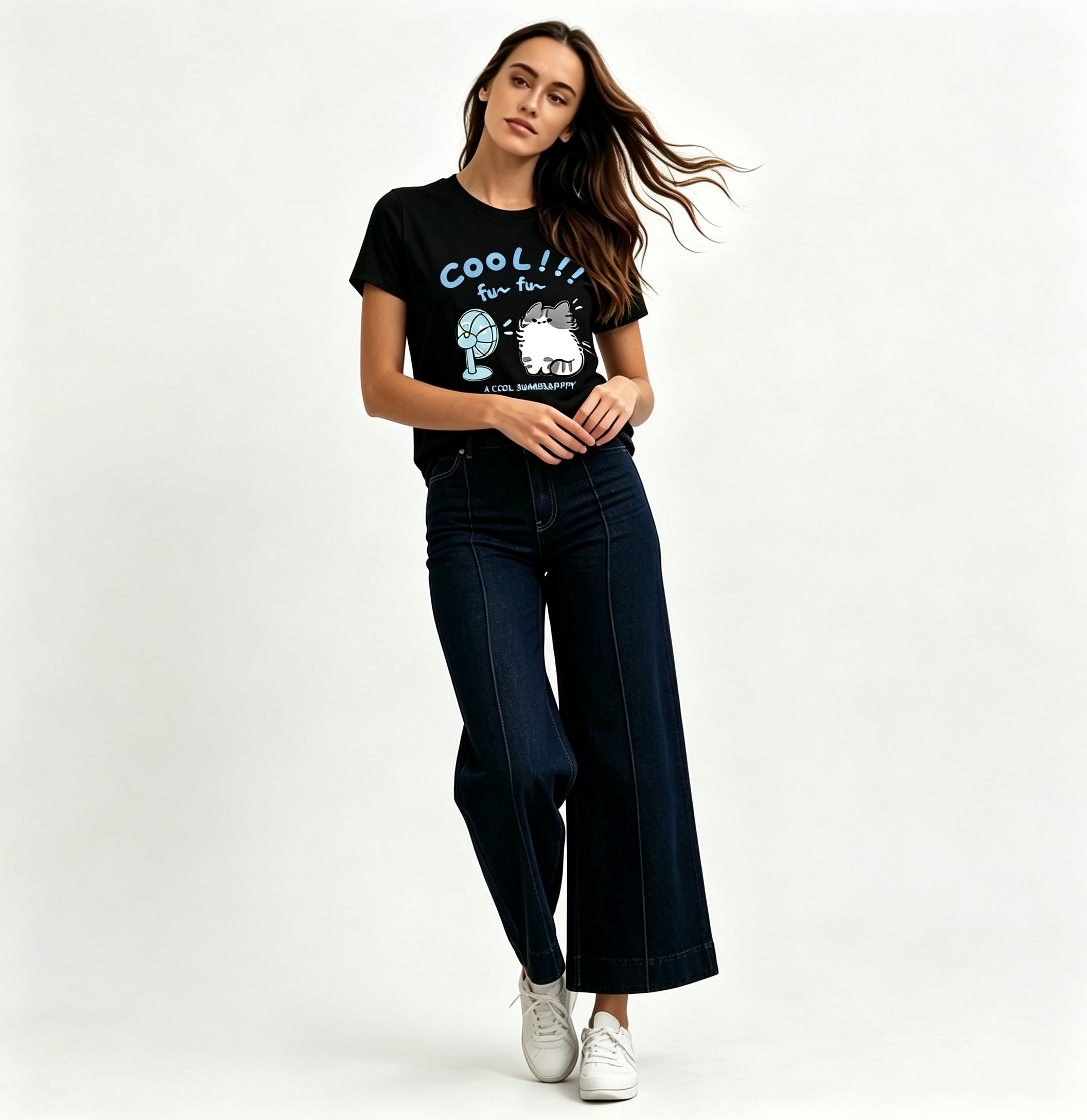 Black Printed Round Neck Regular T-Shirt