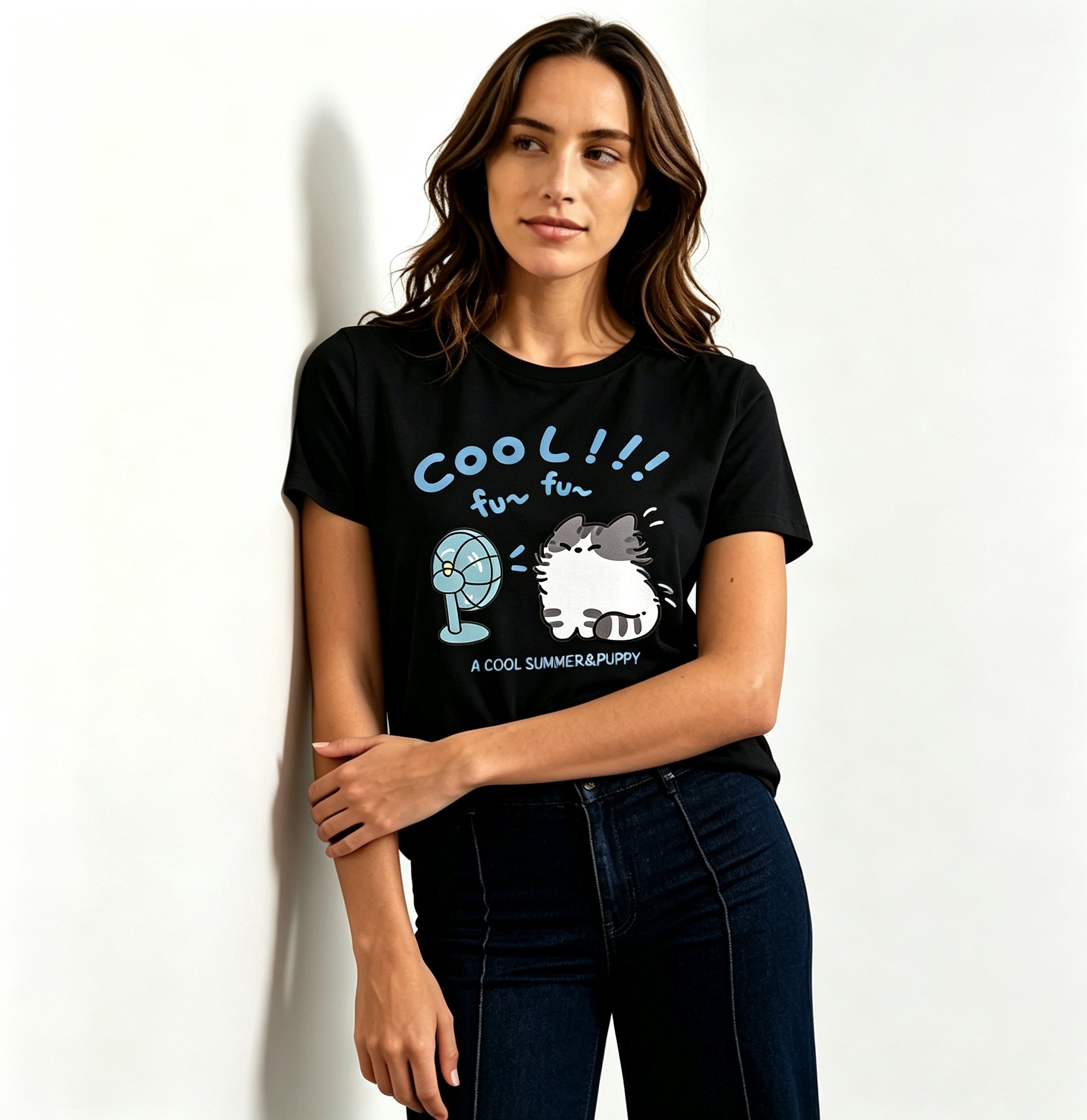 Black Printed Round Neck Regular T-Shirt