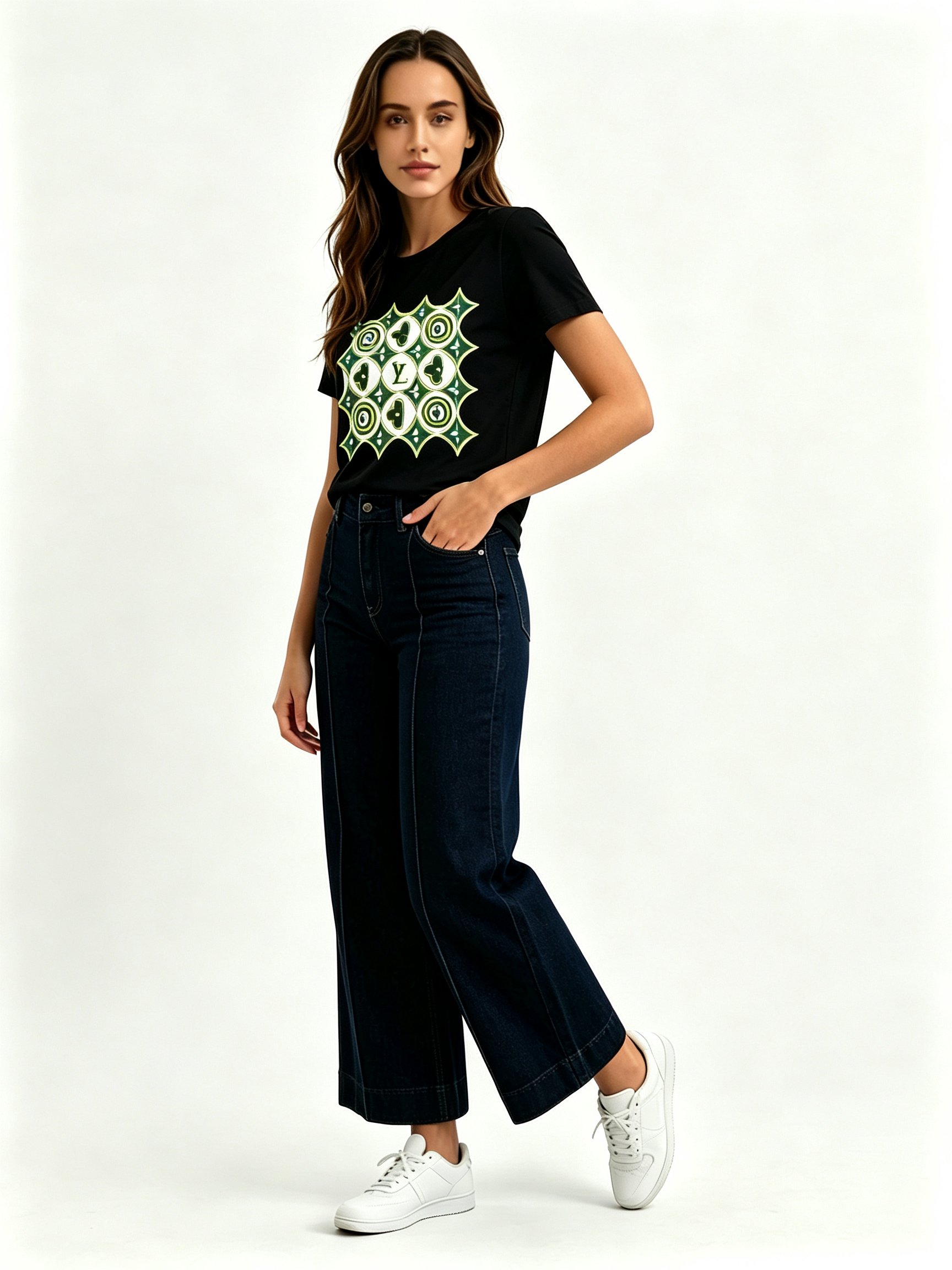 Black Printed Round Neck Regular T-Shirt
