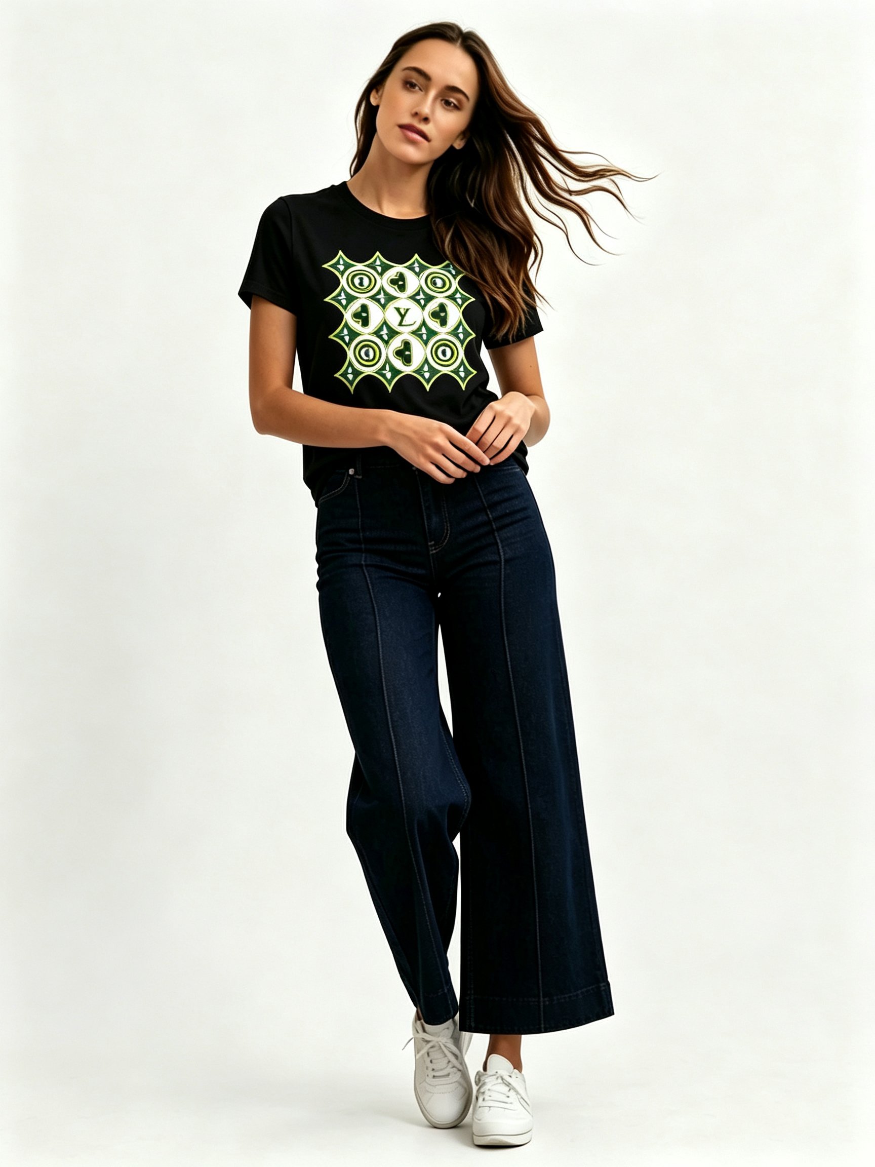 Black Printed Round Neck Regular T-Shirt