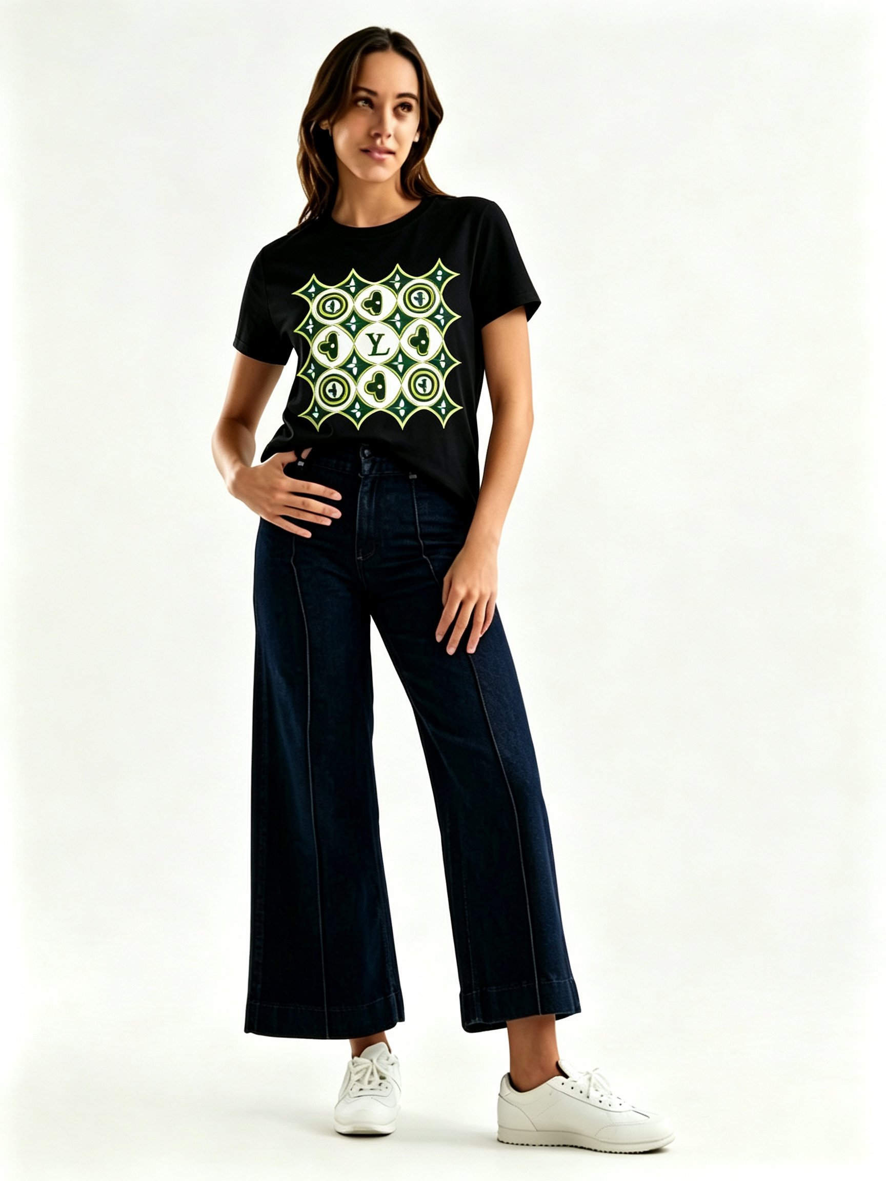 Black Printed Round Neck Regular T-Shirt