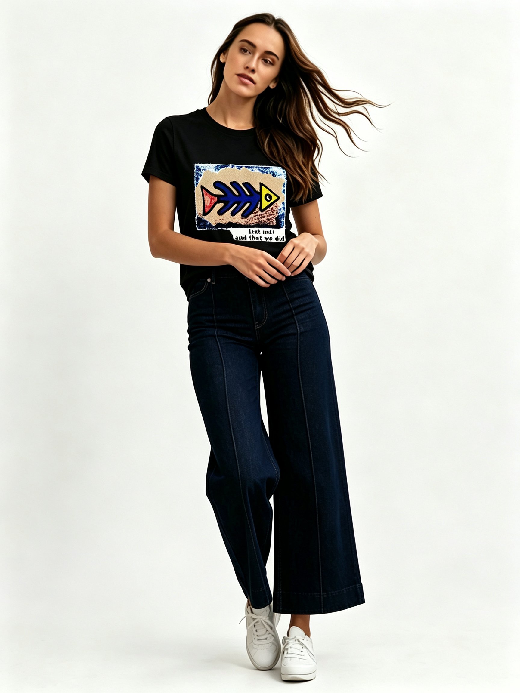 Black Printed Round Neck Regular T-Shirt