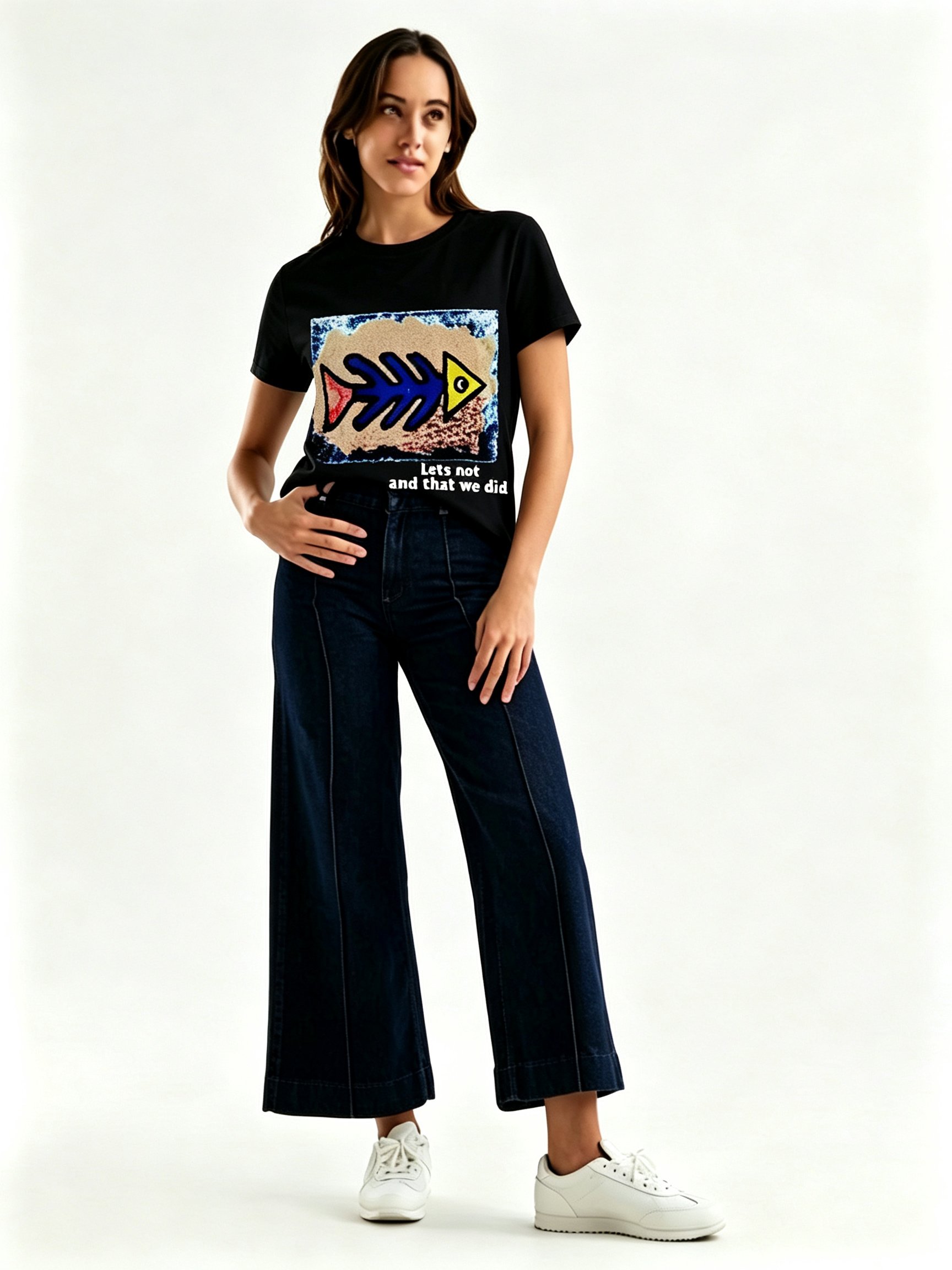 Black Printed Round Neck Regular T-Shirt