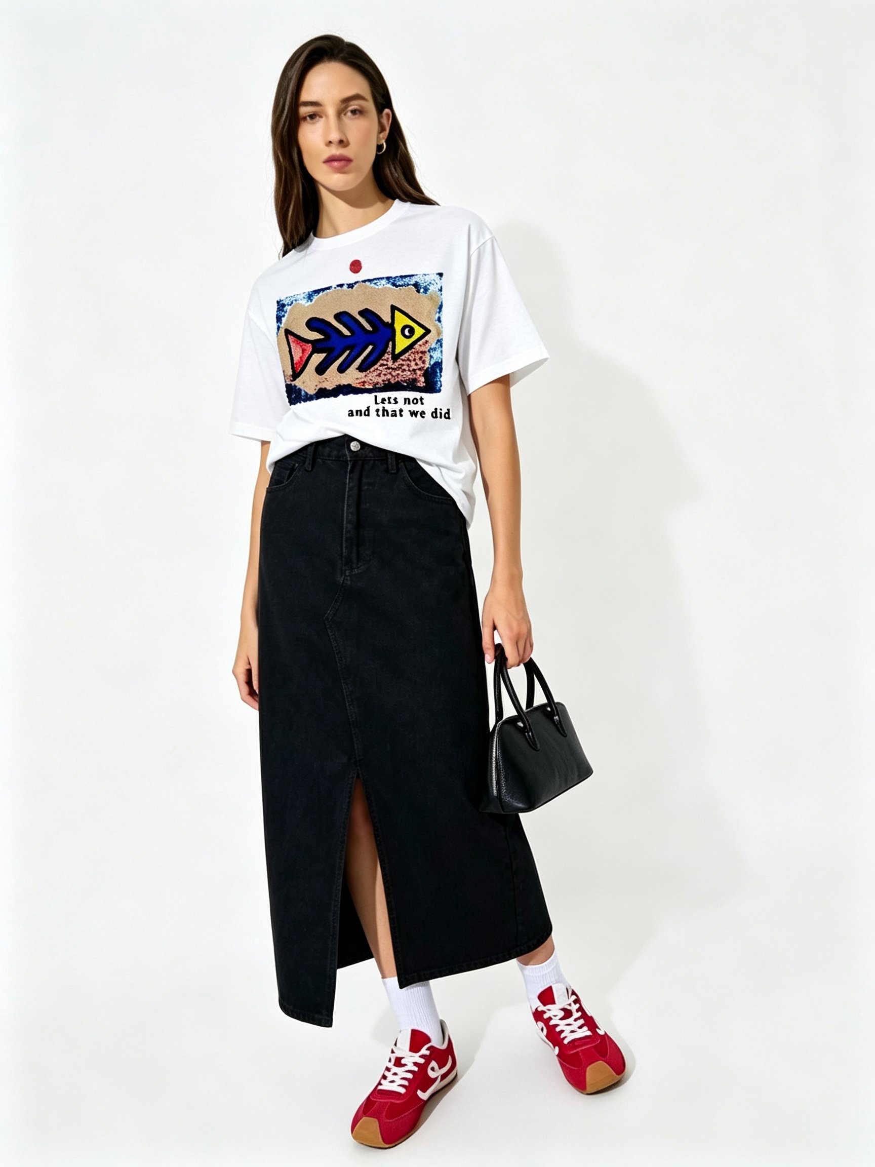 White Printed Round Neck Regular T-Shirt