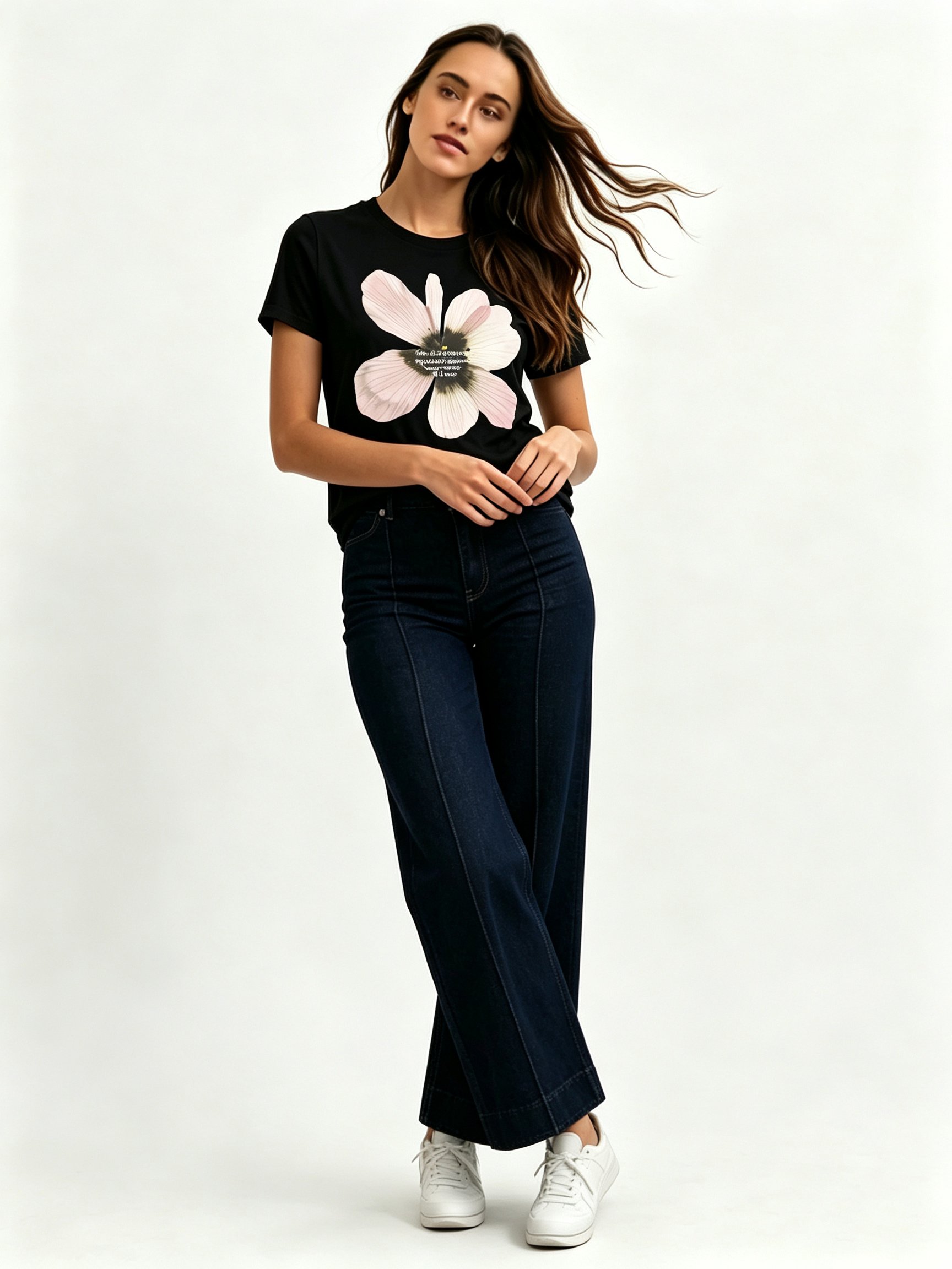 Black Printed Round Neck Regular T-Shirt