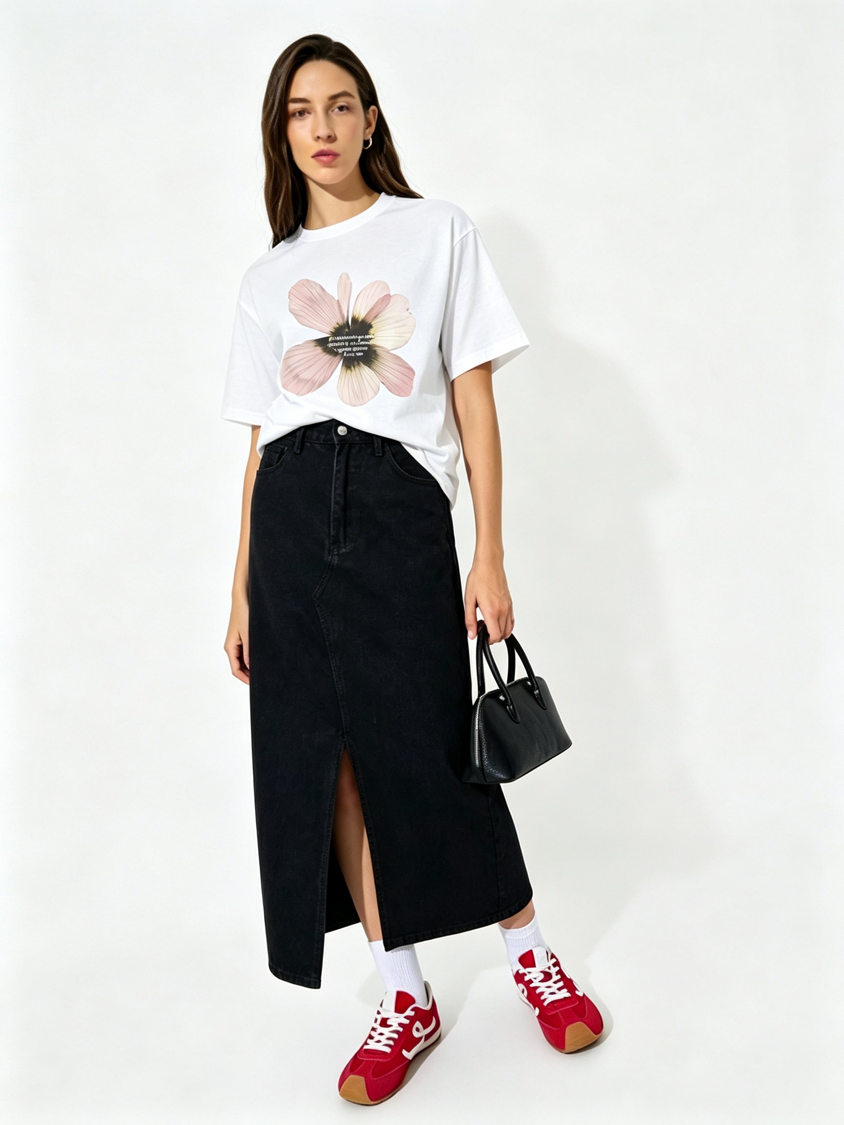 White Printed Round Neck Regular T-Shirt