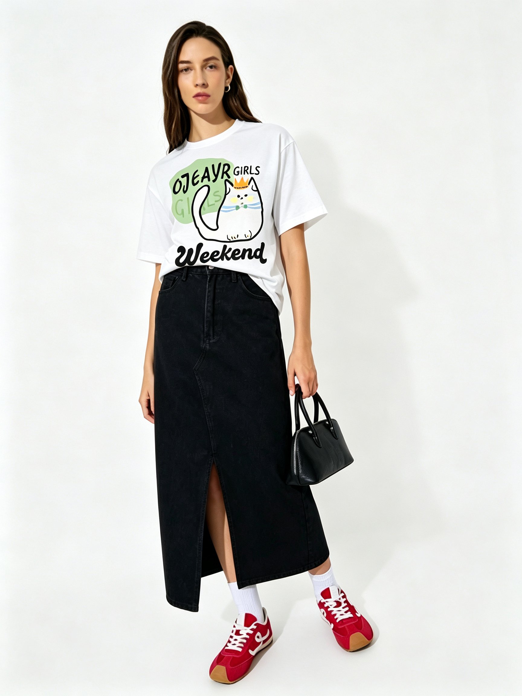 White Printed Round Neck Regular T-Shirt