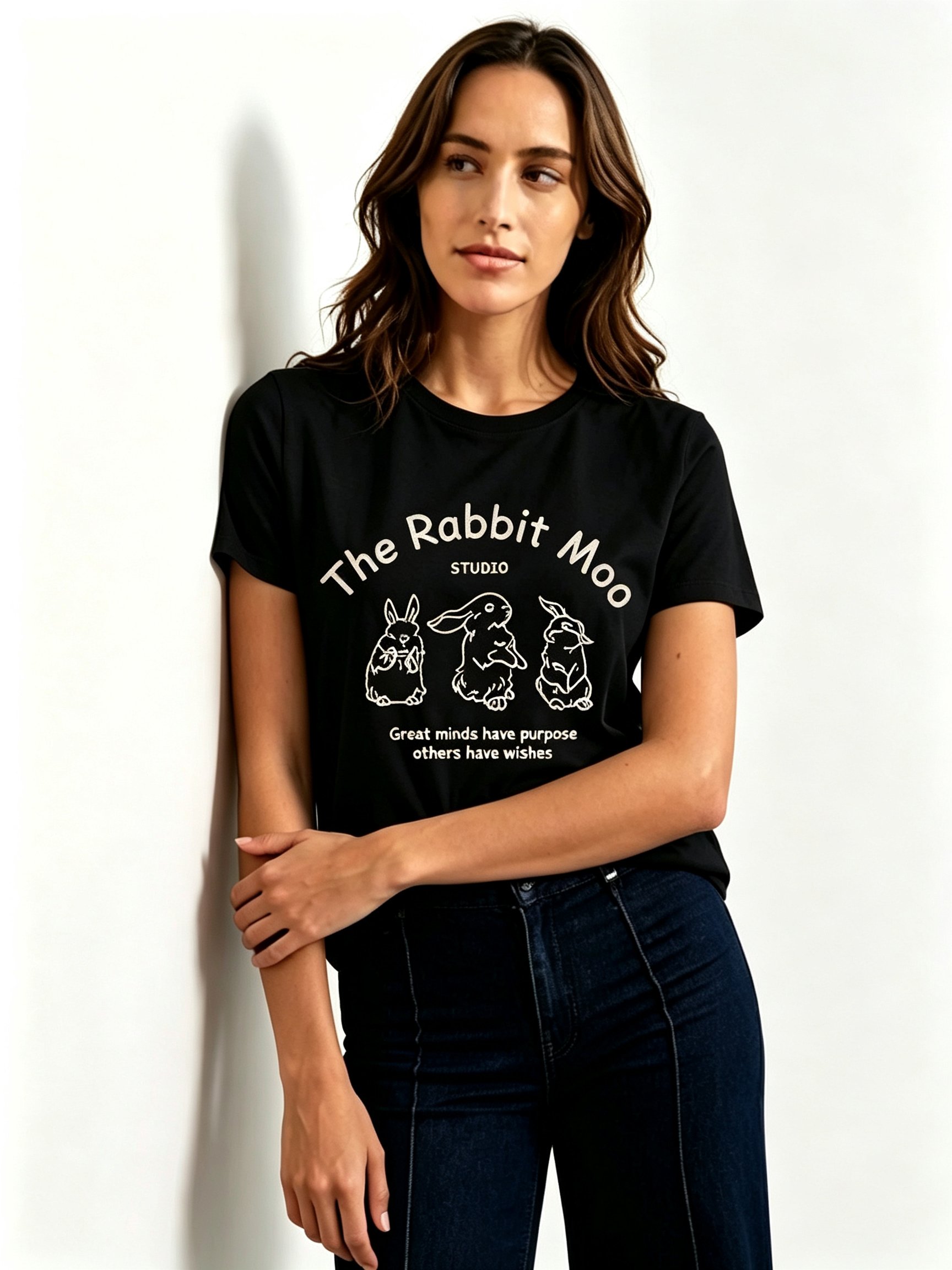 Black Printed Round Neck Regular T-Shirt