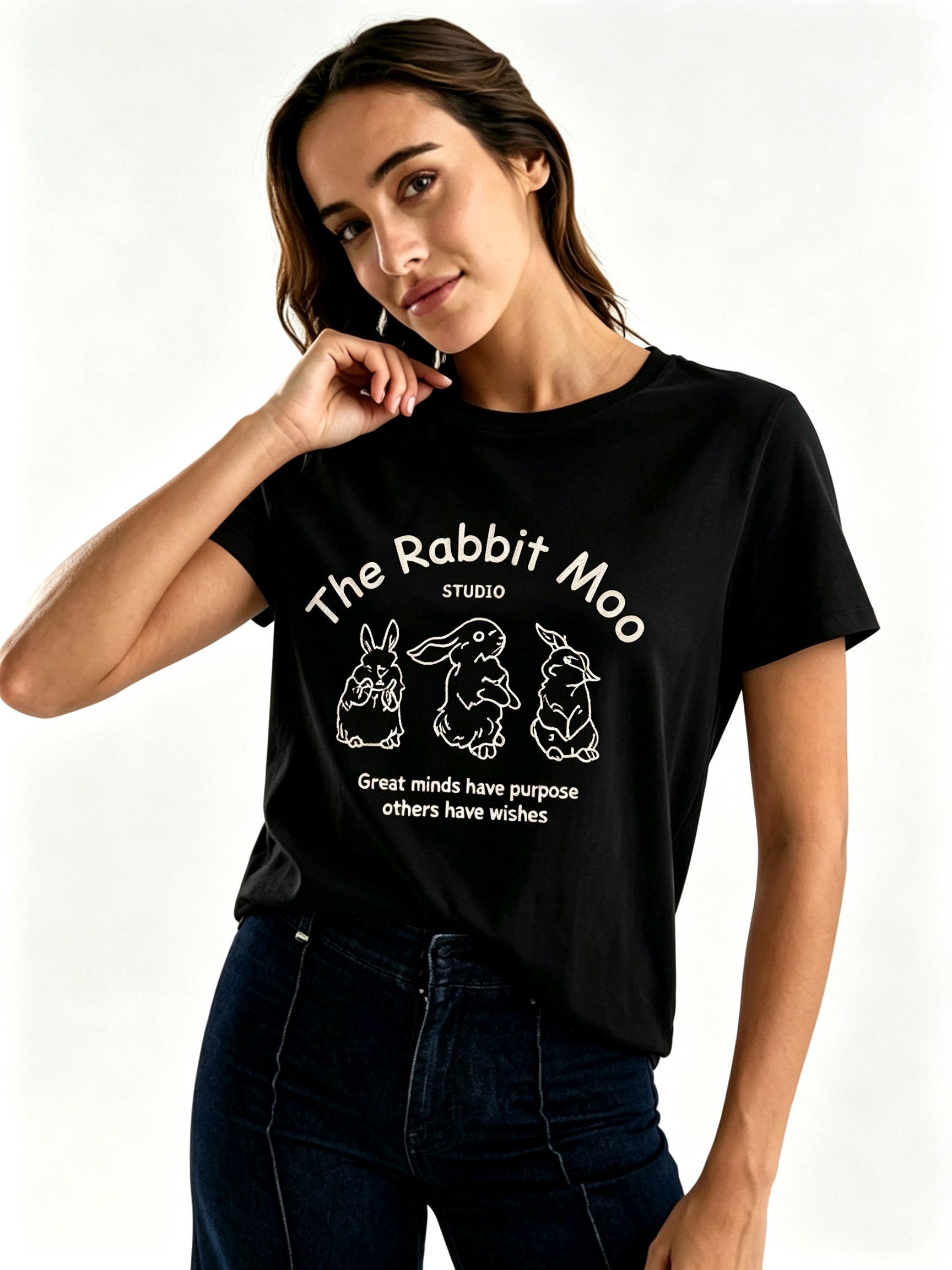 Black Printed Round Neck Regular T-Shirt