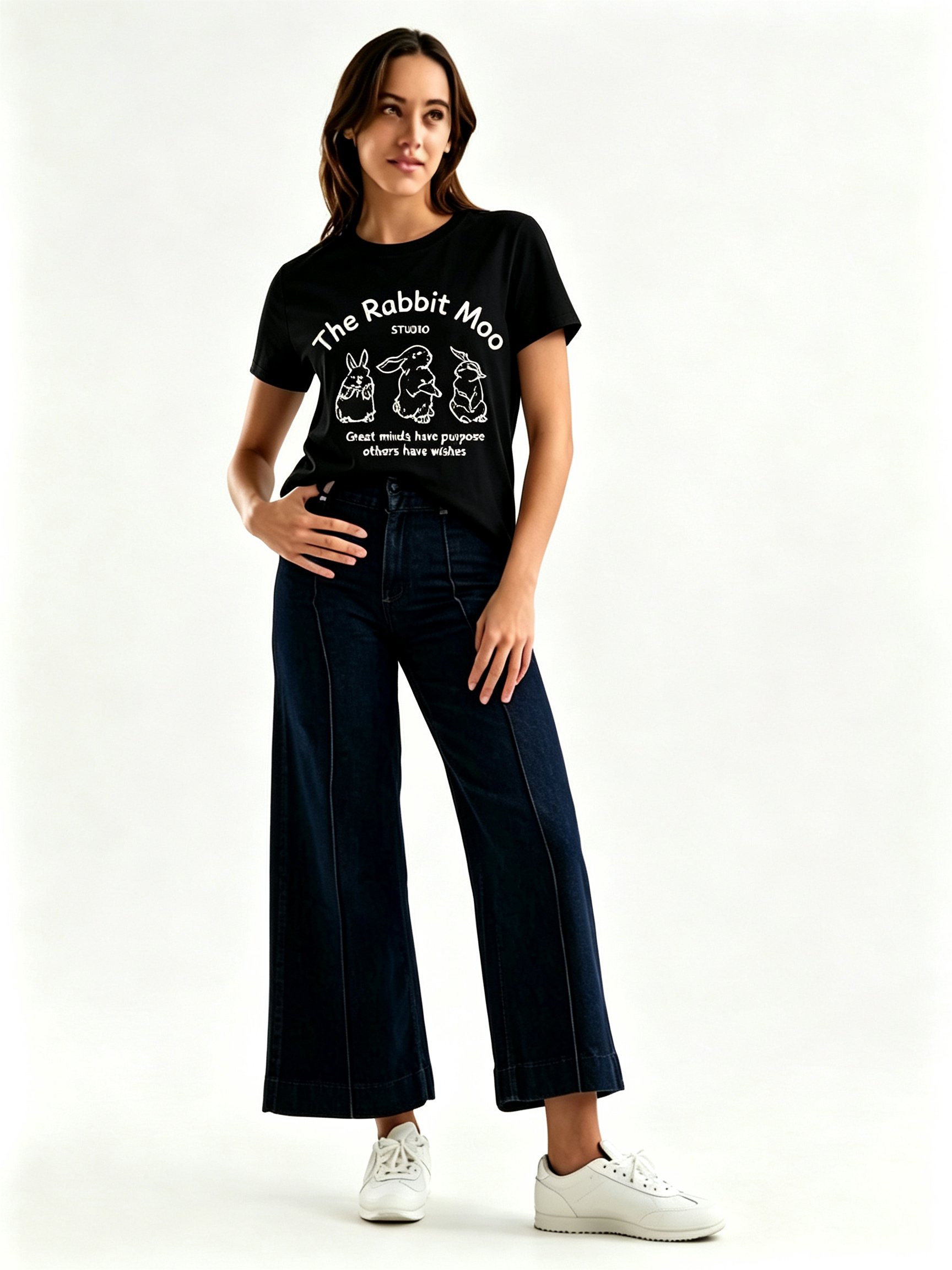 Black Printed Round Neck Regular T-Shirt