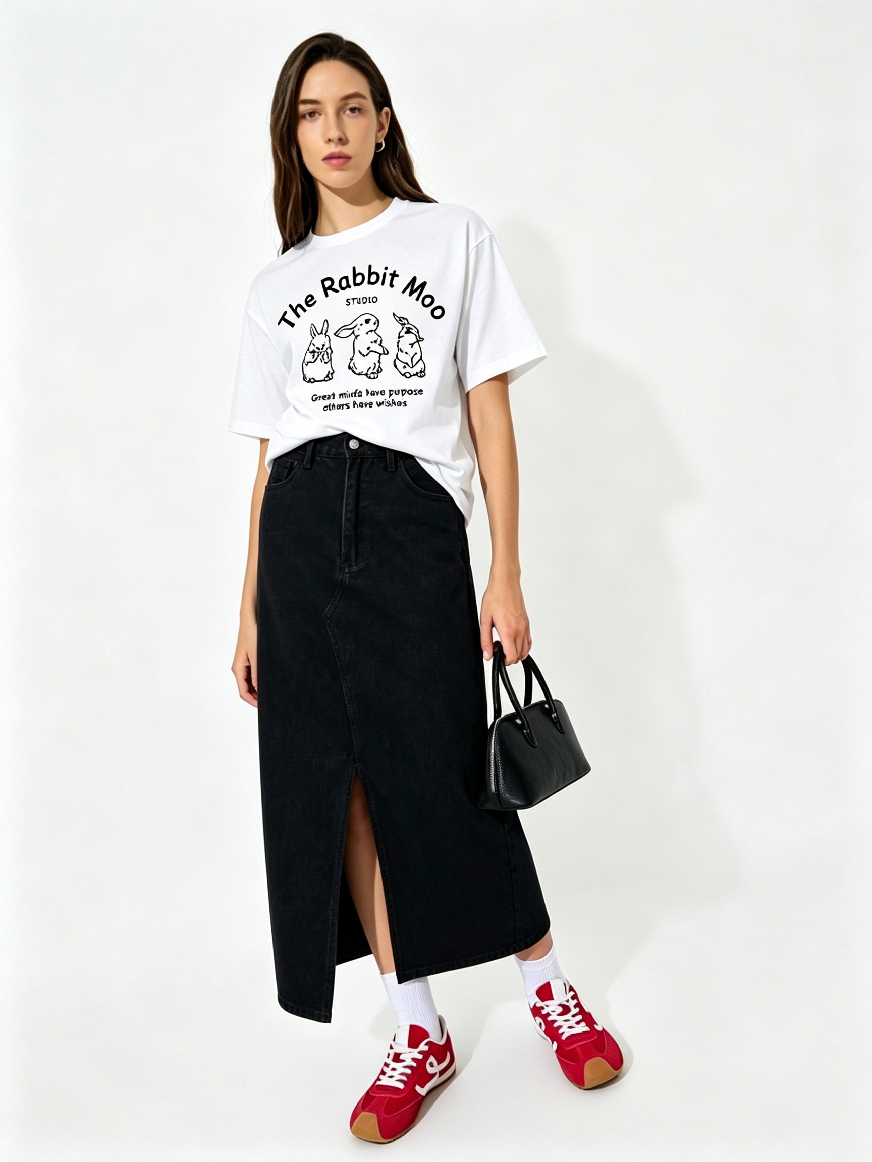 White Printed Round Neck Regular T-Shirt
