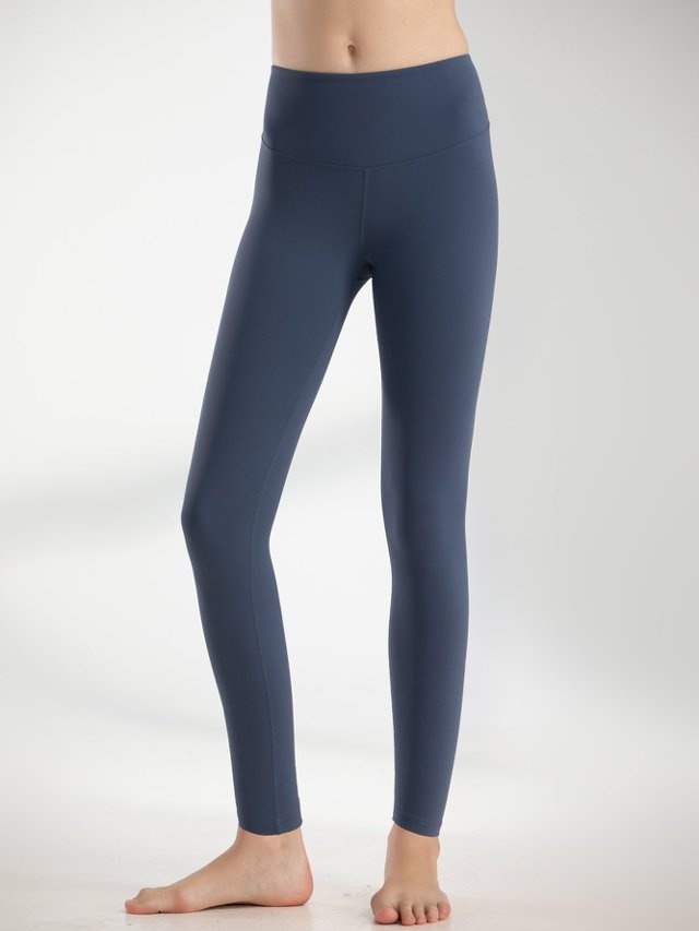Medium Blue Plain Activewear Leggings