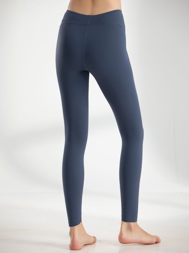 Medium Blue Plain Activewear Leggings
