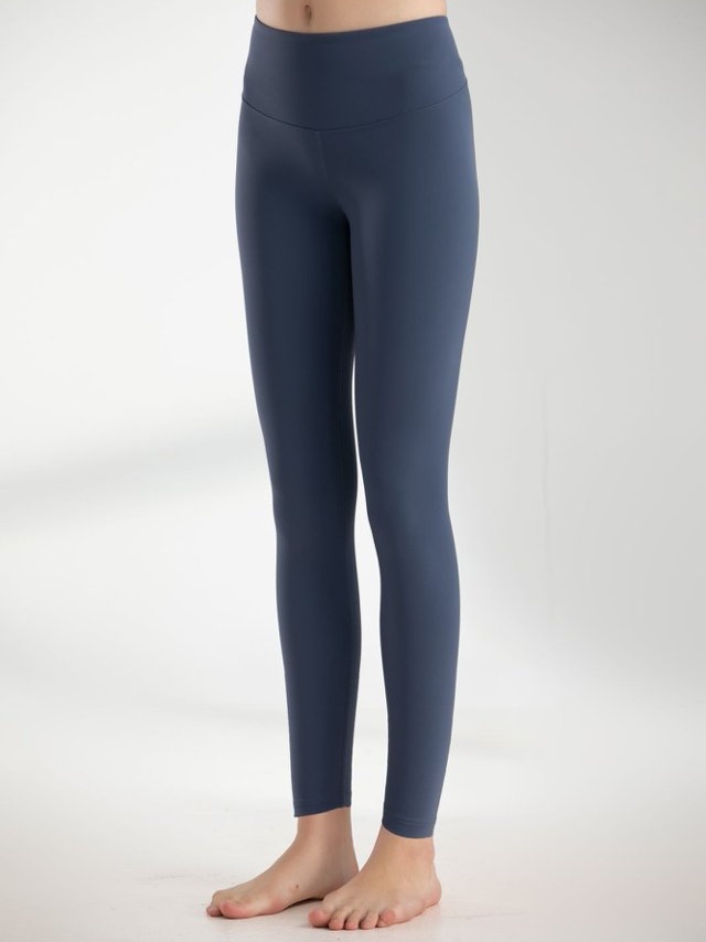 Medium Blue Plain Activewear Leggings