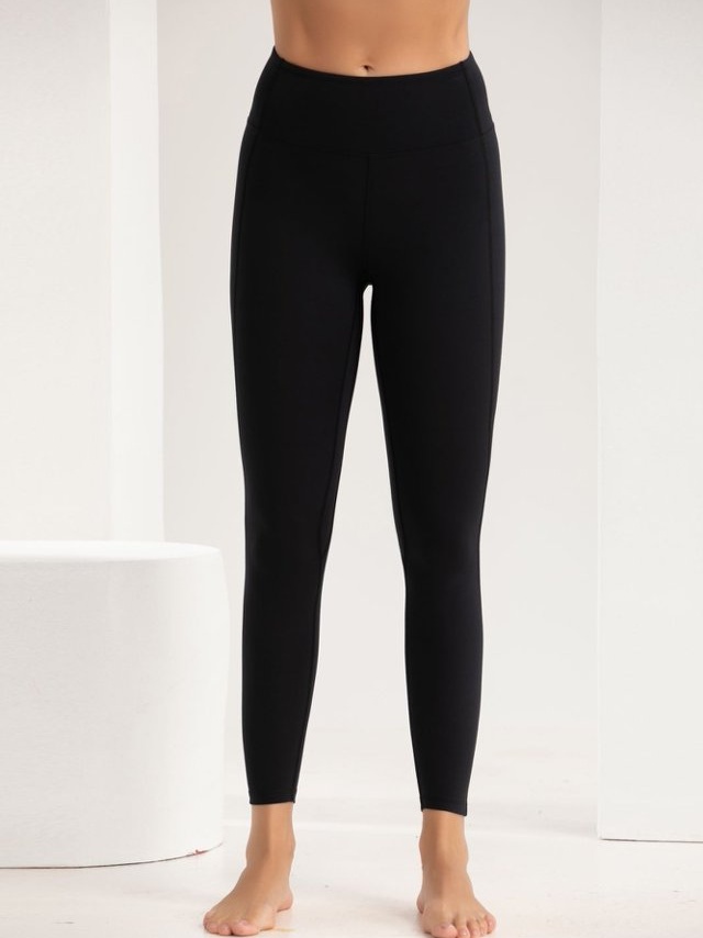 Black Solid Activewear Leggings