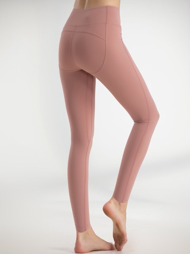 Dark Pink Plain Activewear Leggings