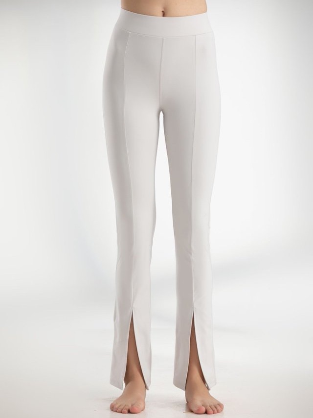 Grey Solid Activewear Leggings with Slit