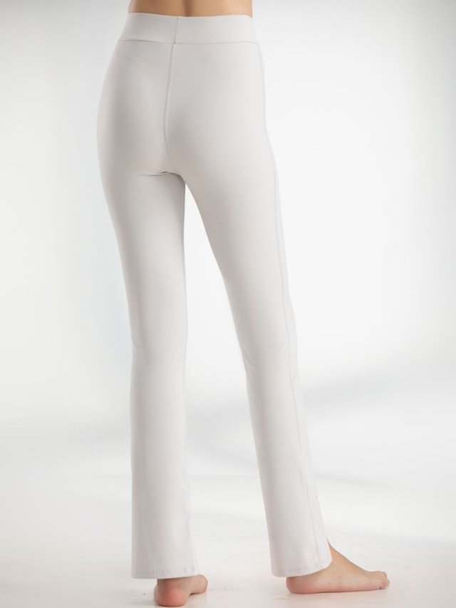Grey Solid Activewear Leggings with Slit