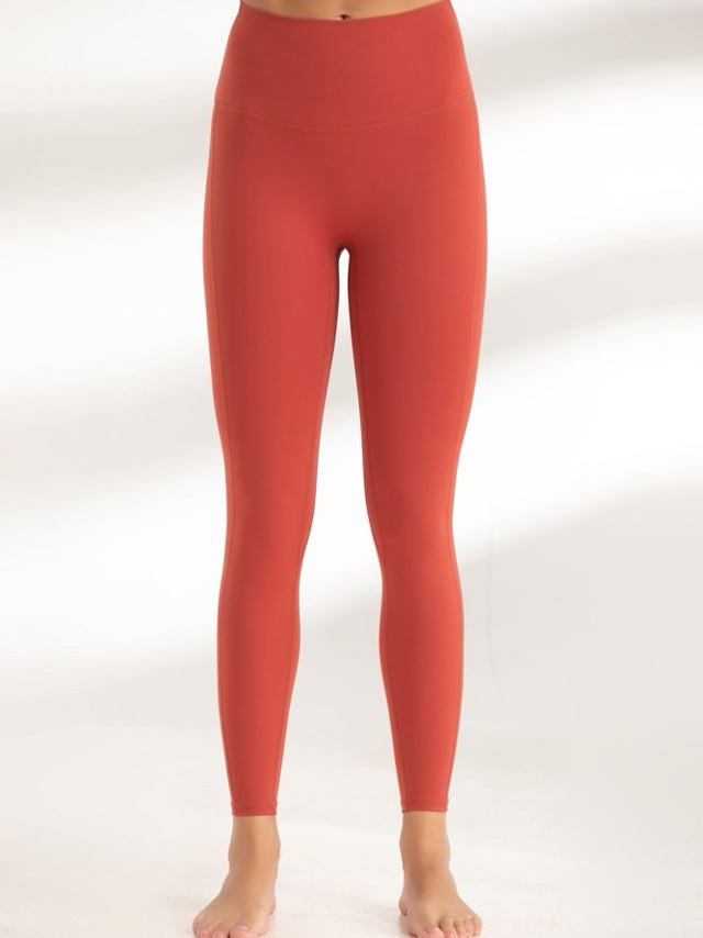 Orange Plain Activewear Leggings