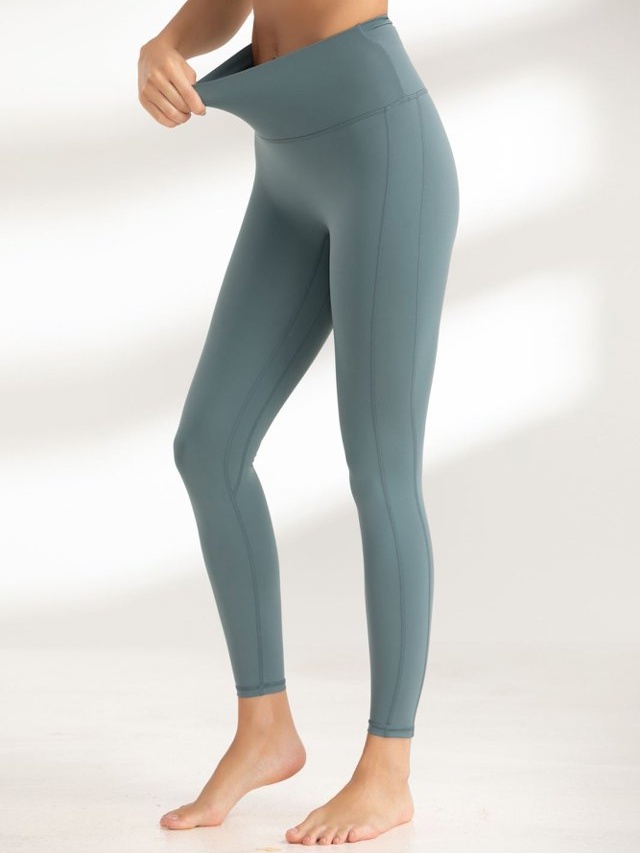 Green Plain Activewear Leggings
