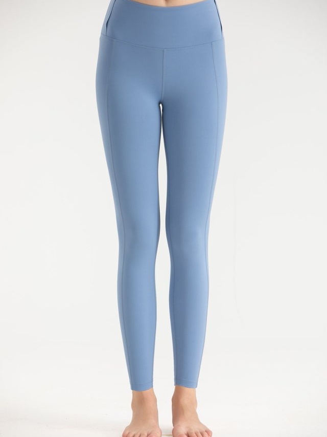 Light Blue Solid Activewear Leggings