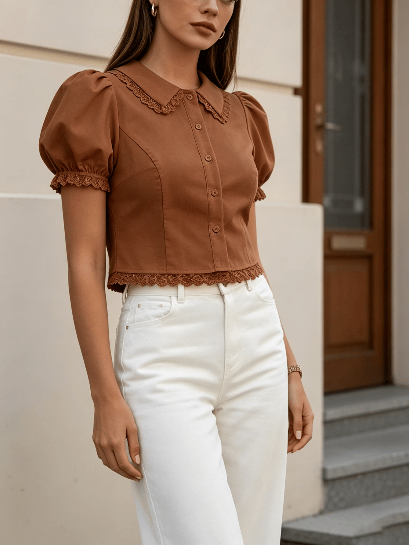 Rust Solid Short Sleeves Regular Shirt