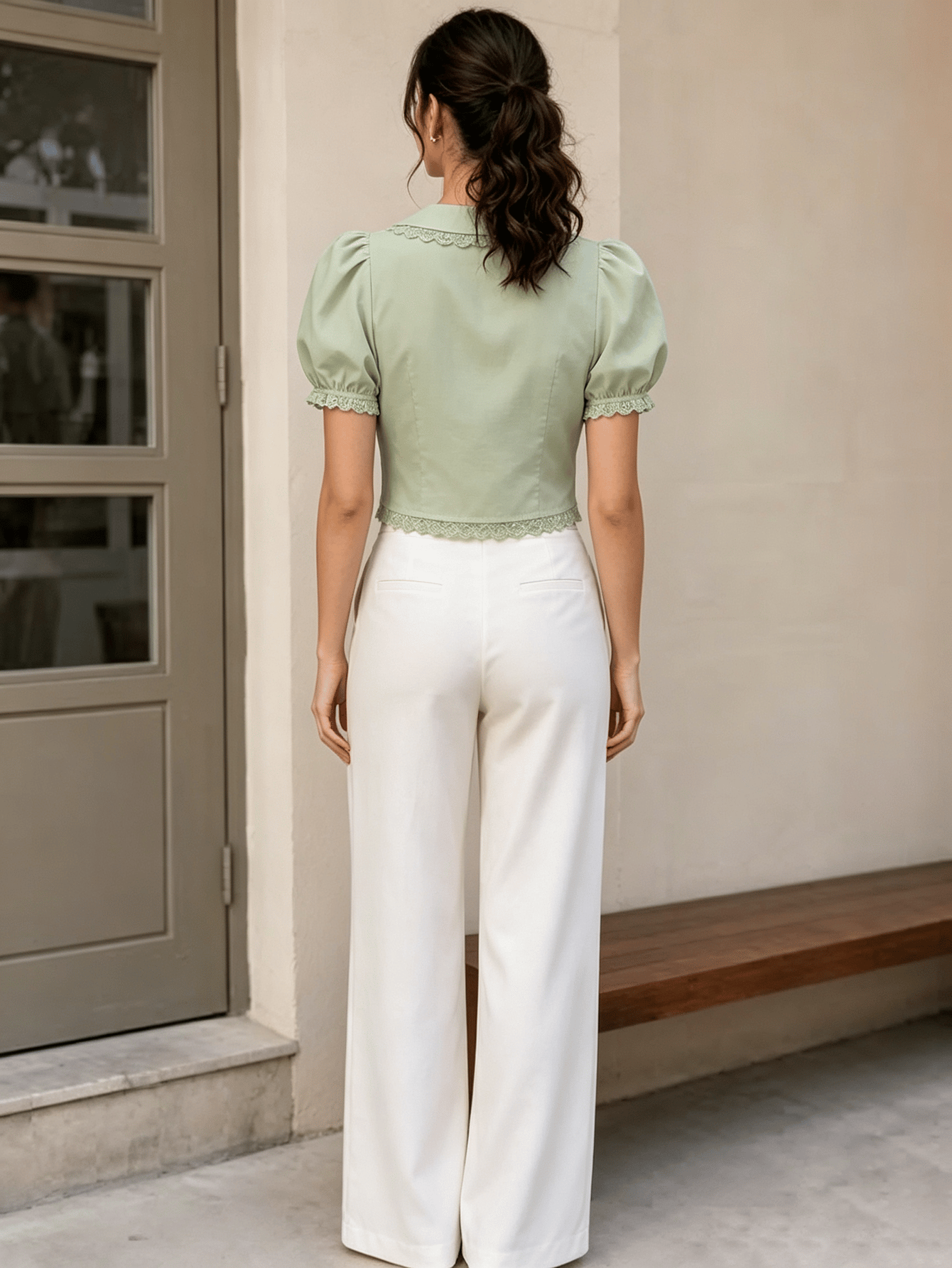 Green Solid Short Sleeves Regular Shirt