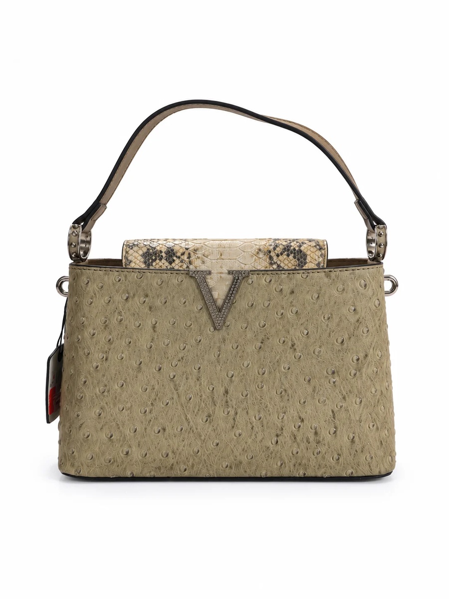 Beige Snake-Texture Shoulder Bag