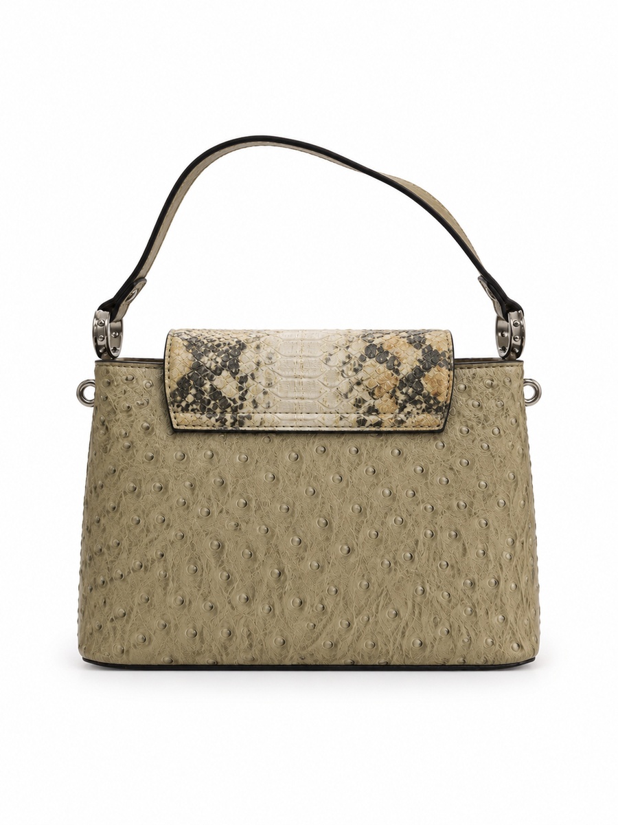 Beige Snake-Texture Shoulder Bag