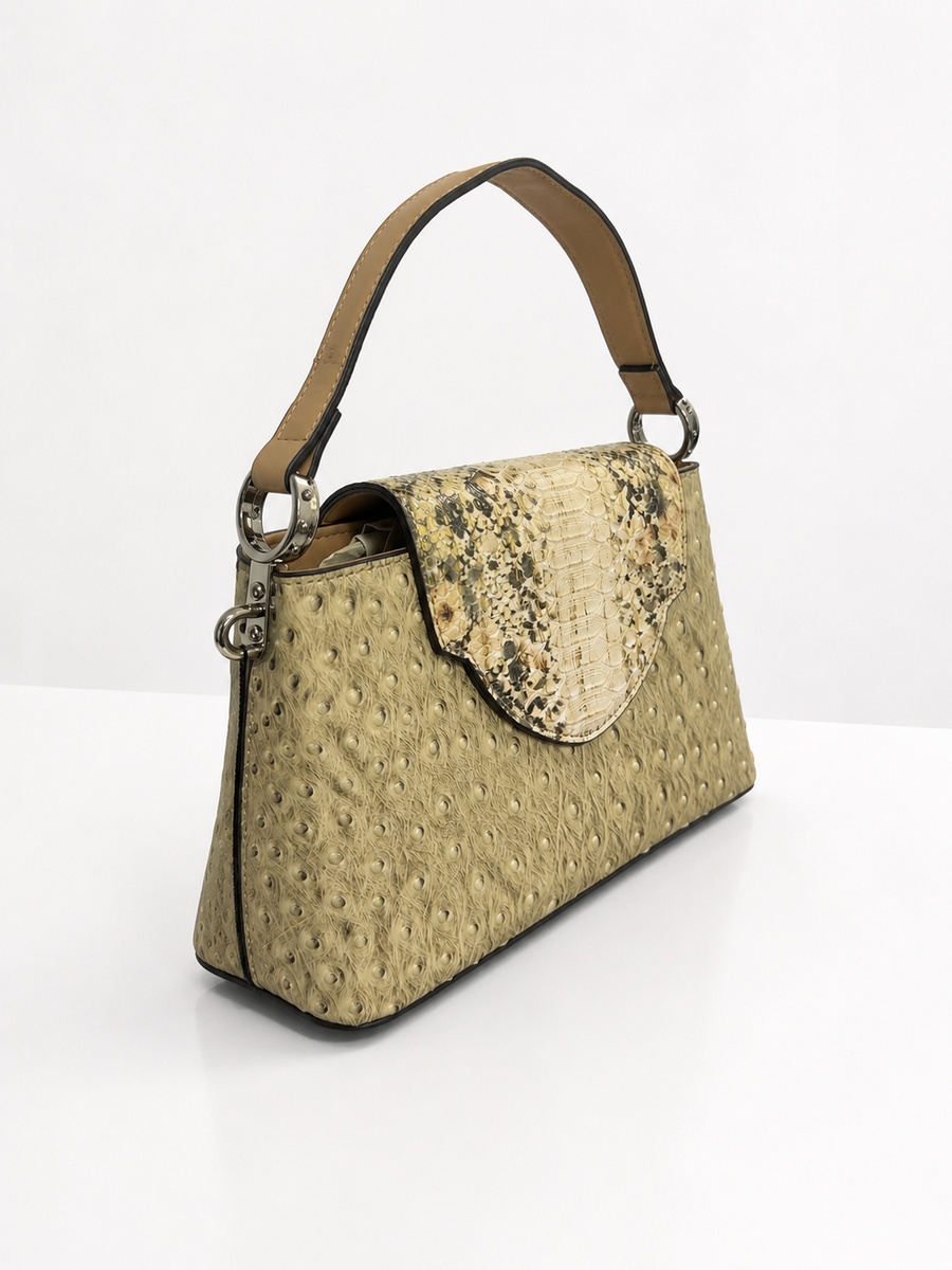 Beige Snake-Texture Shoulder Bag
