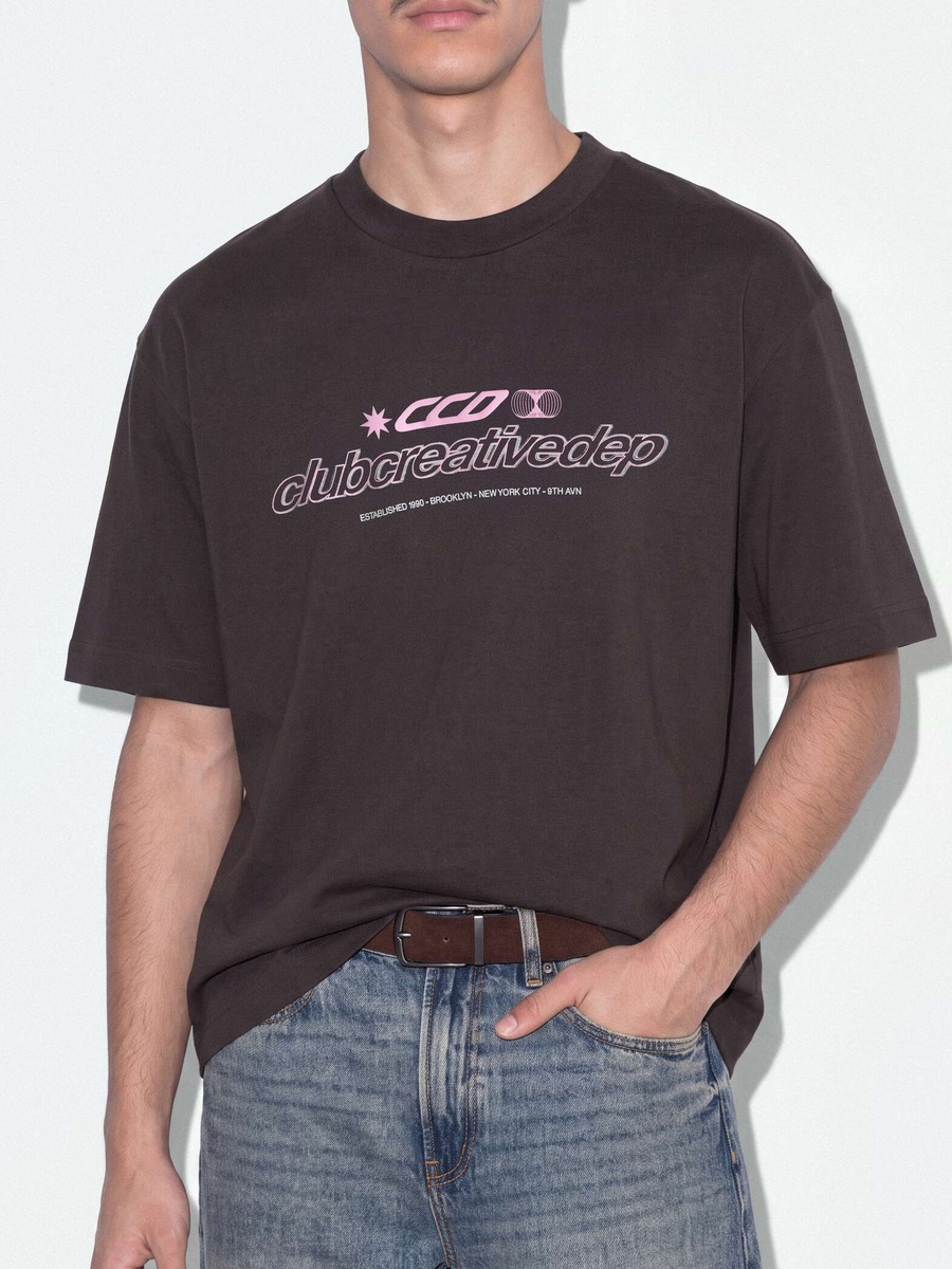 Men Coffee Brown Cropped Boxy Cotton T-Shirt