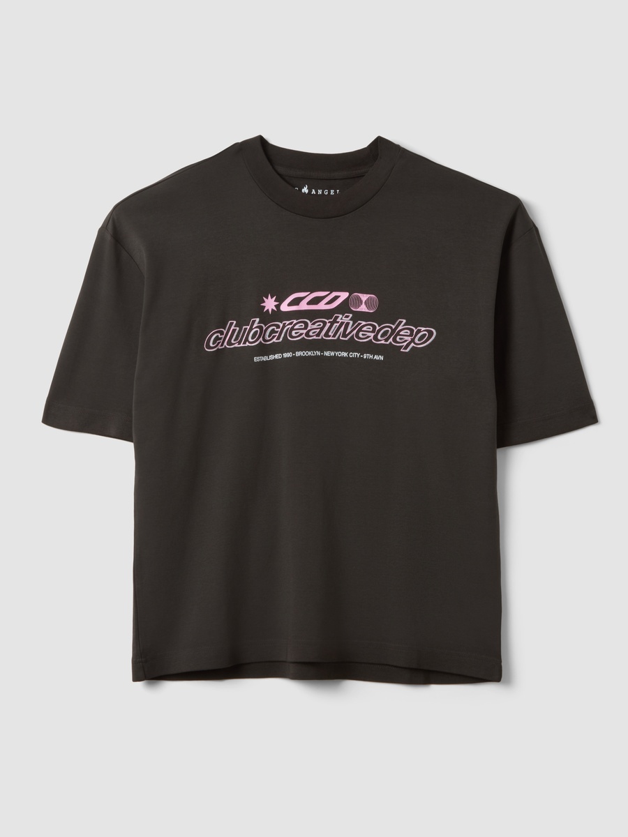 Men Coffee Brown Cropped Boxy Cotton T-Shirt