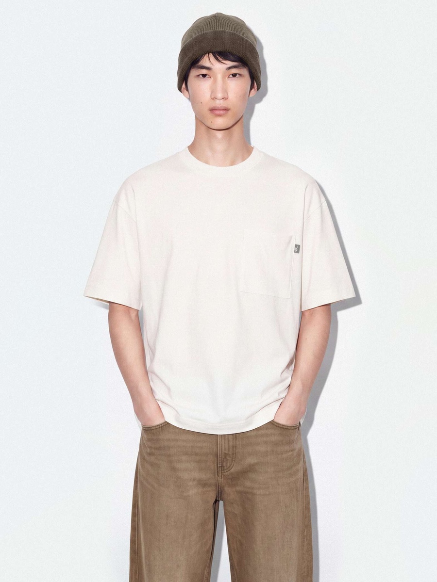 Men White Cotton Crew Neck Boxy Fit T-Shirt