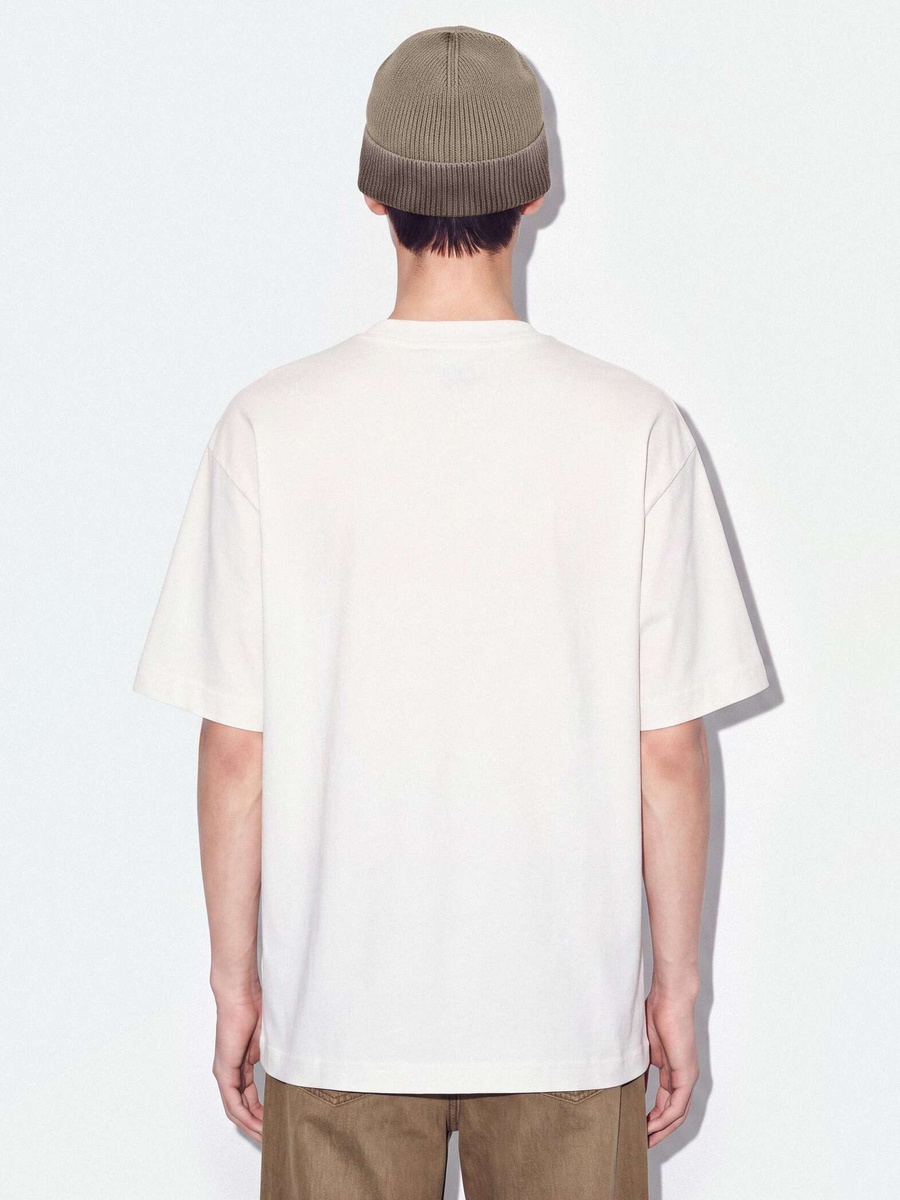 Men White Cotton Crew Neck Boxy Fit T-Shirt