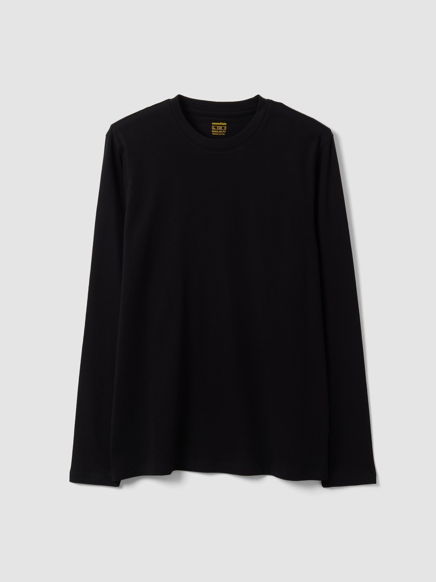 Men Black Long Sleeve T-Shirt In 100% Organic Cotton
