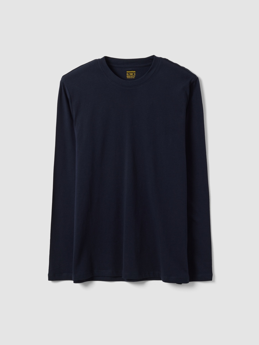 Men Dark Blue Long Sleeve T-Shirt In 100% Organic Cotton
