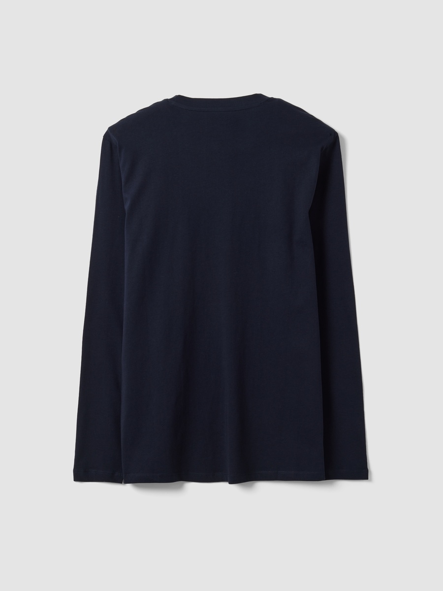Men Dark Blue Long Sleeve T-Shirt In 100% Organic Cotton