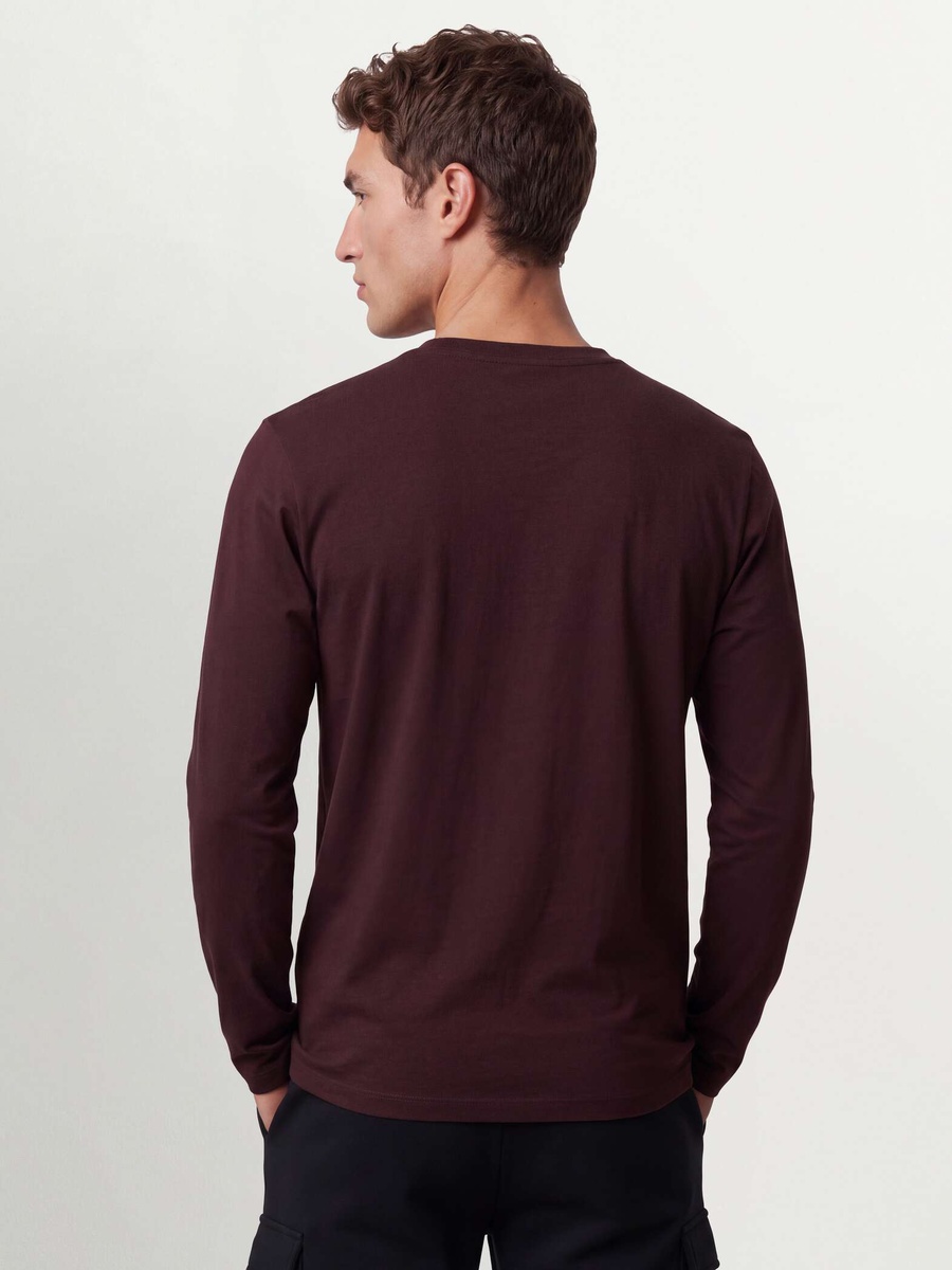 Men Brown Long Sleeve Pure Organic Cotton T-Shirt