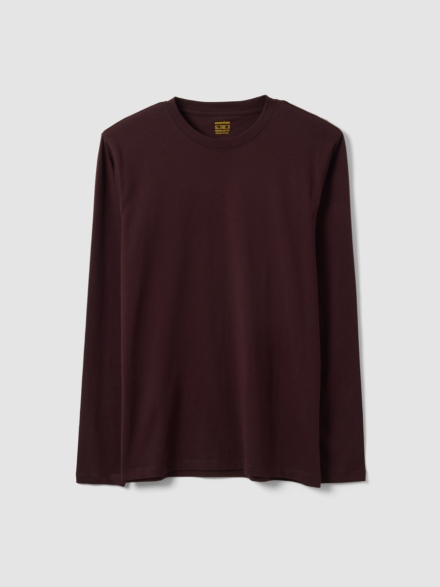 Men Brown Long Sleeve Pure Organic Cotton T-Shirt