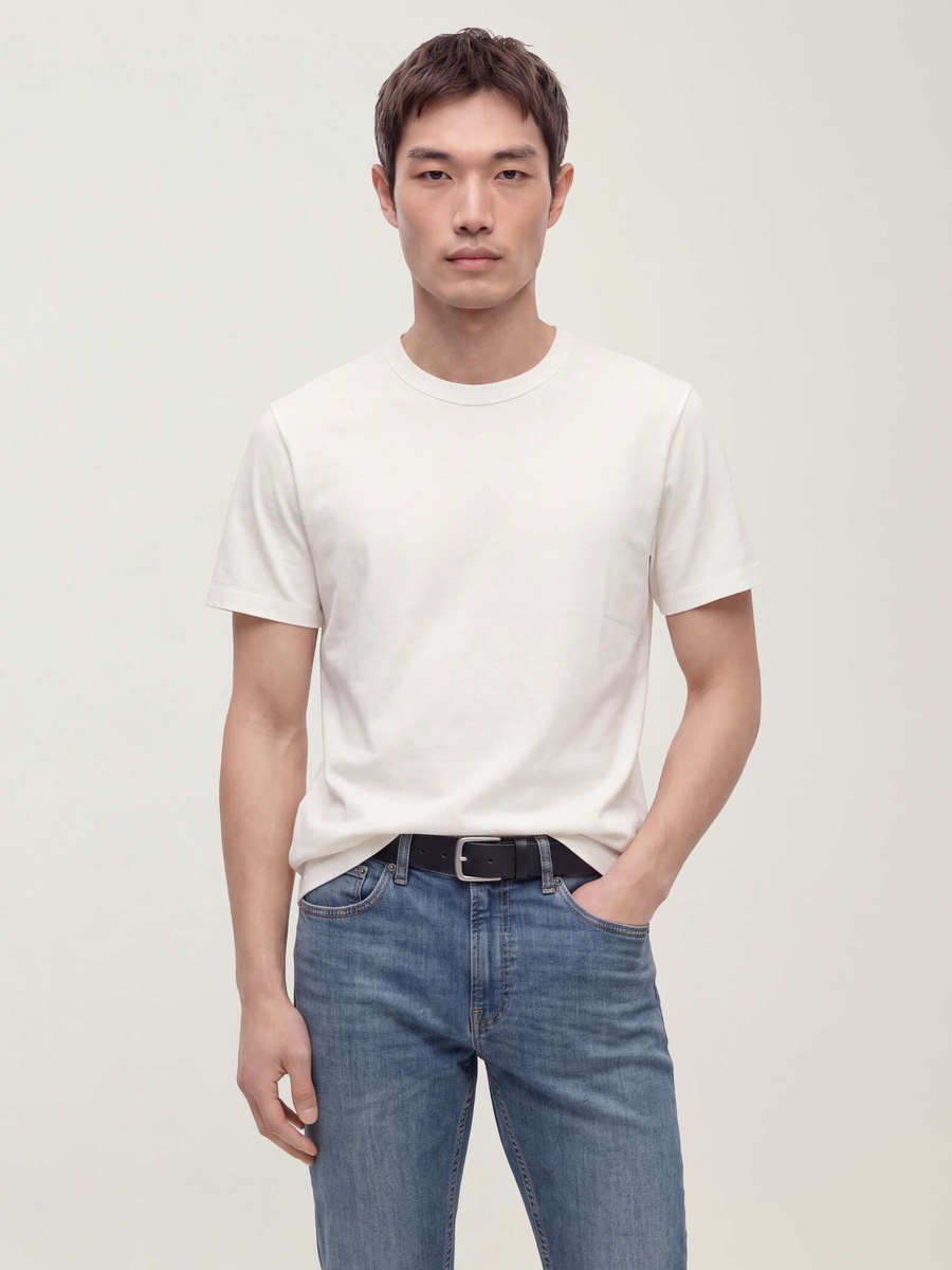 Men White Pure Cotton Crew Neck T-Shirt